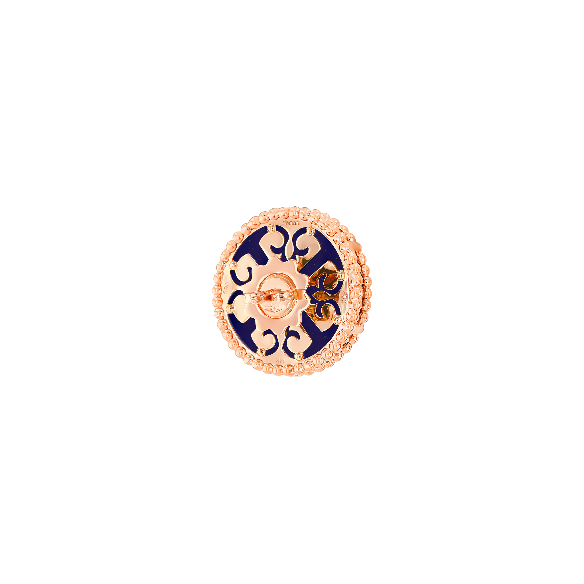 Lace Single Medallion Earrings in 18K Rose Gold With Lapiz Lazuli And Diamonds