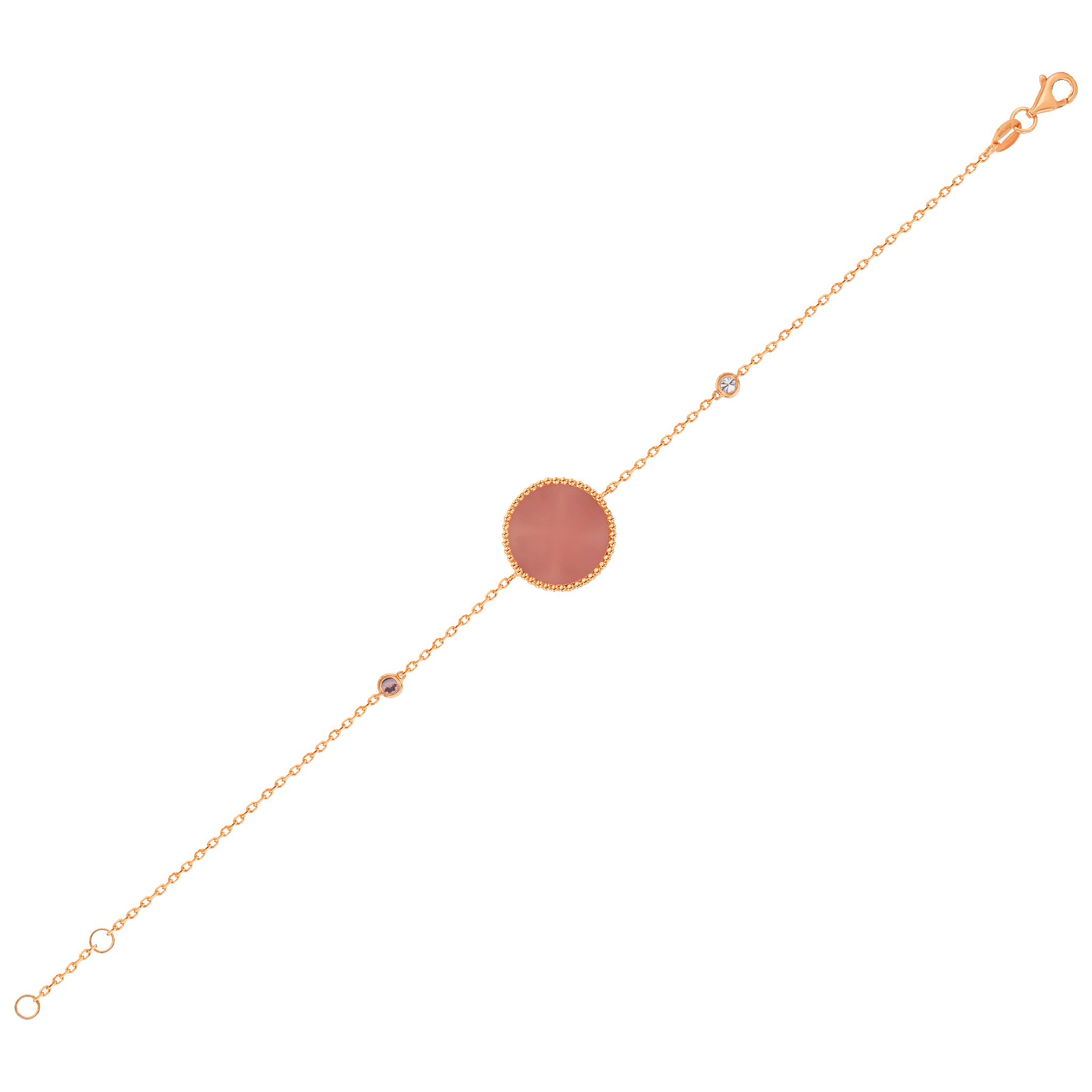 Lace Single Medallion Bracelet in 18K Rose Gold With Pink Opal, Pink Sapphire And Diamonds