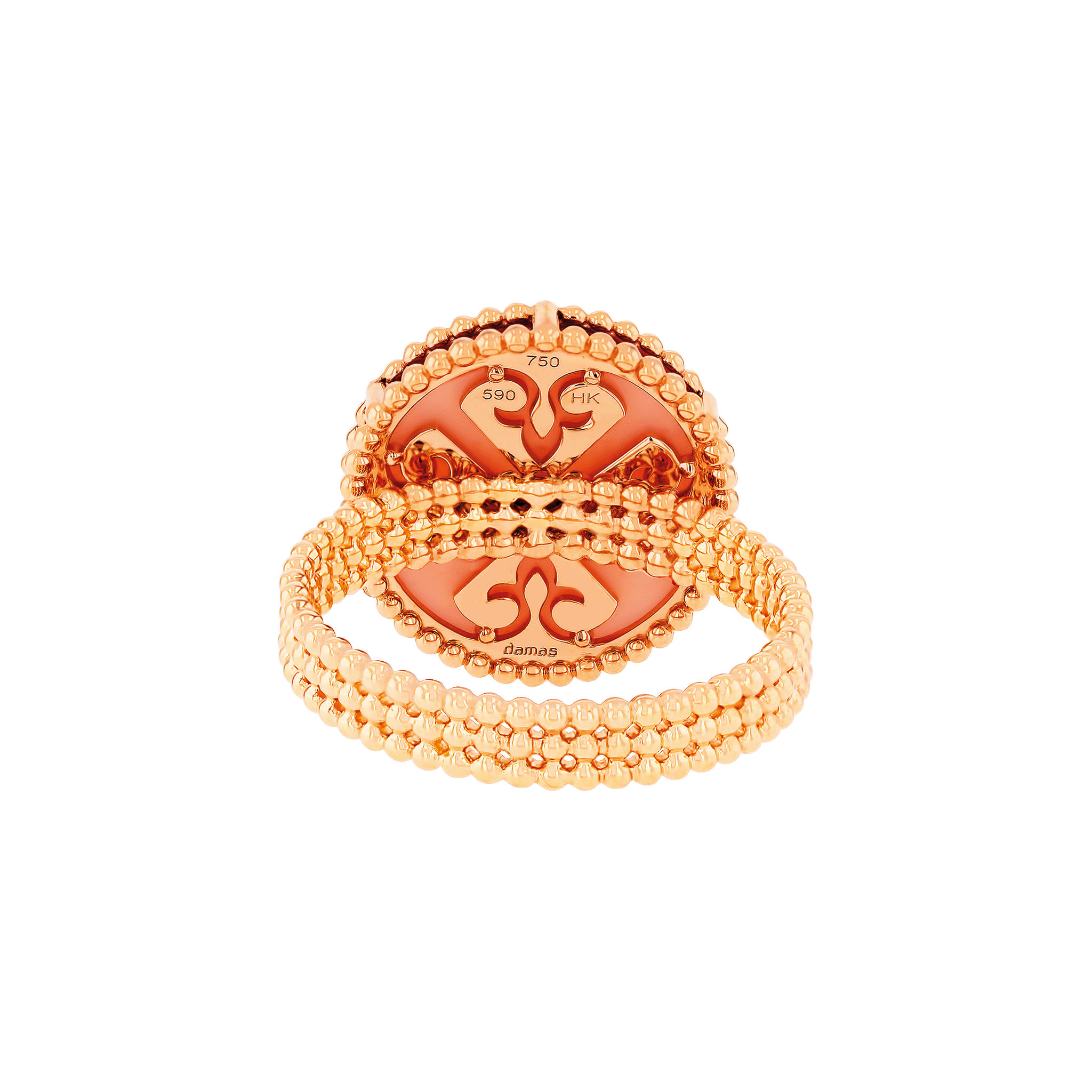 Lace Single Medallion Ring in 18K Rose Gold With Pink Opal And Diamonds