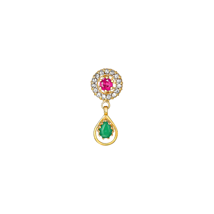Legacy Diamond, Ruby & Emerald Necklace & Earring in 22K Gold