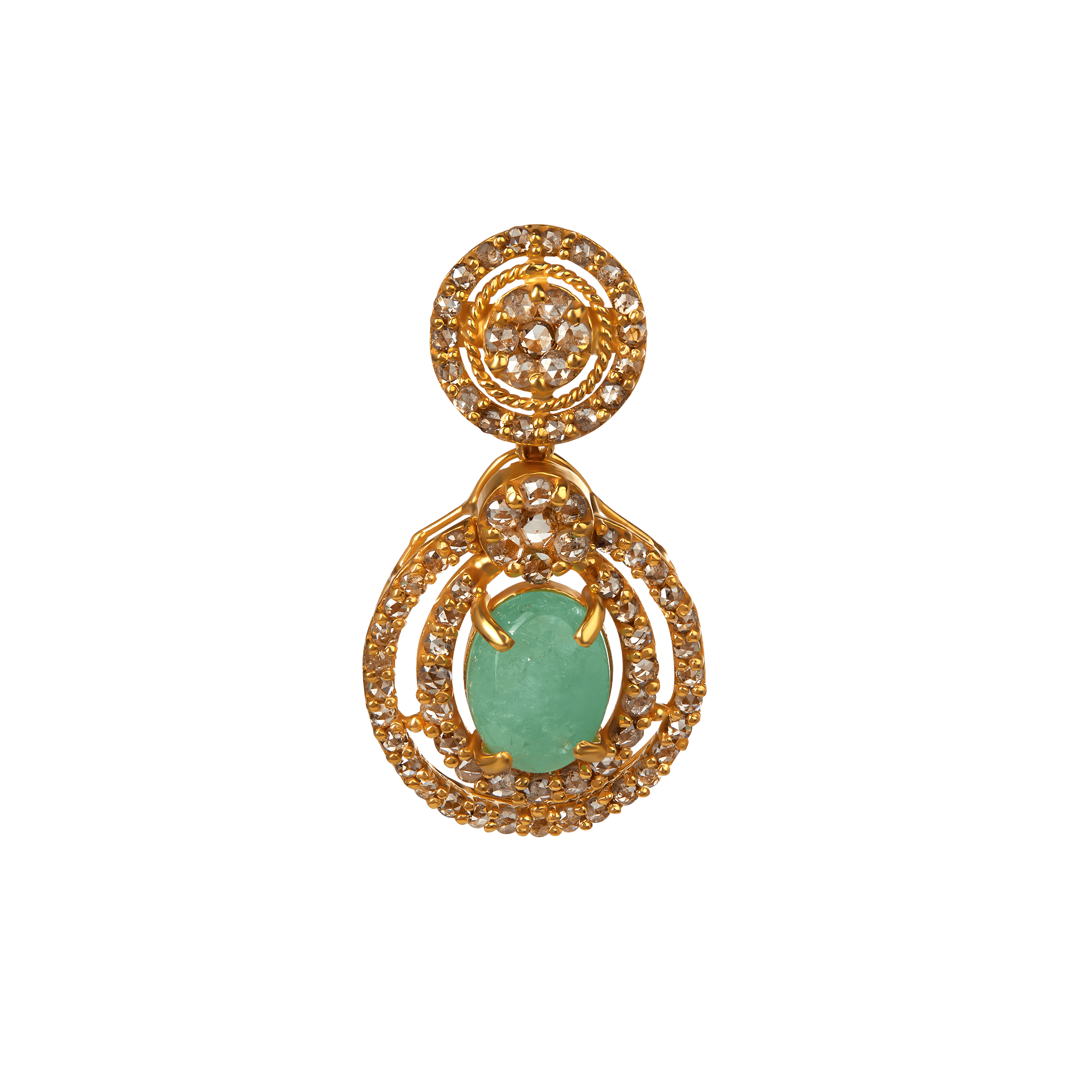 Legacy Diamond & Emerald Necklace & Earring in 22K Gold