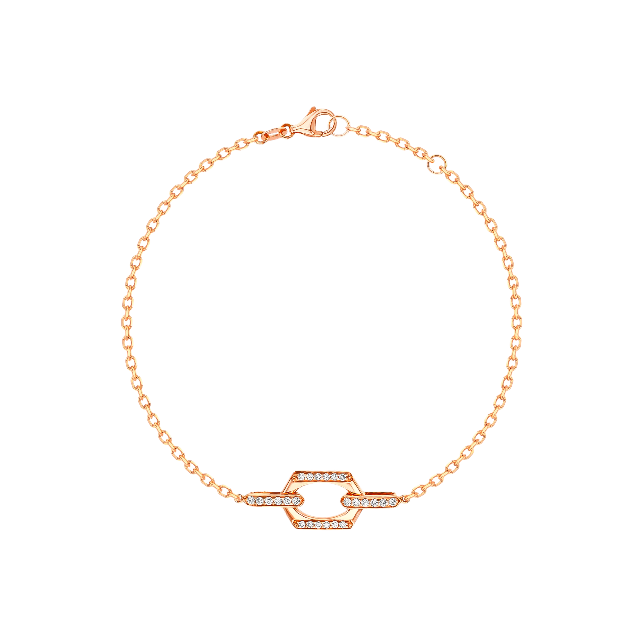 Links Single Diamond Motif Bracelet in 18K Rose Gold