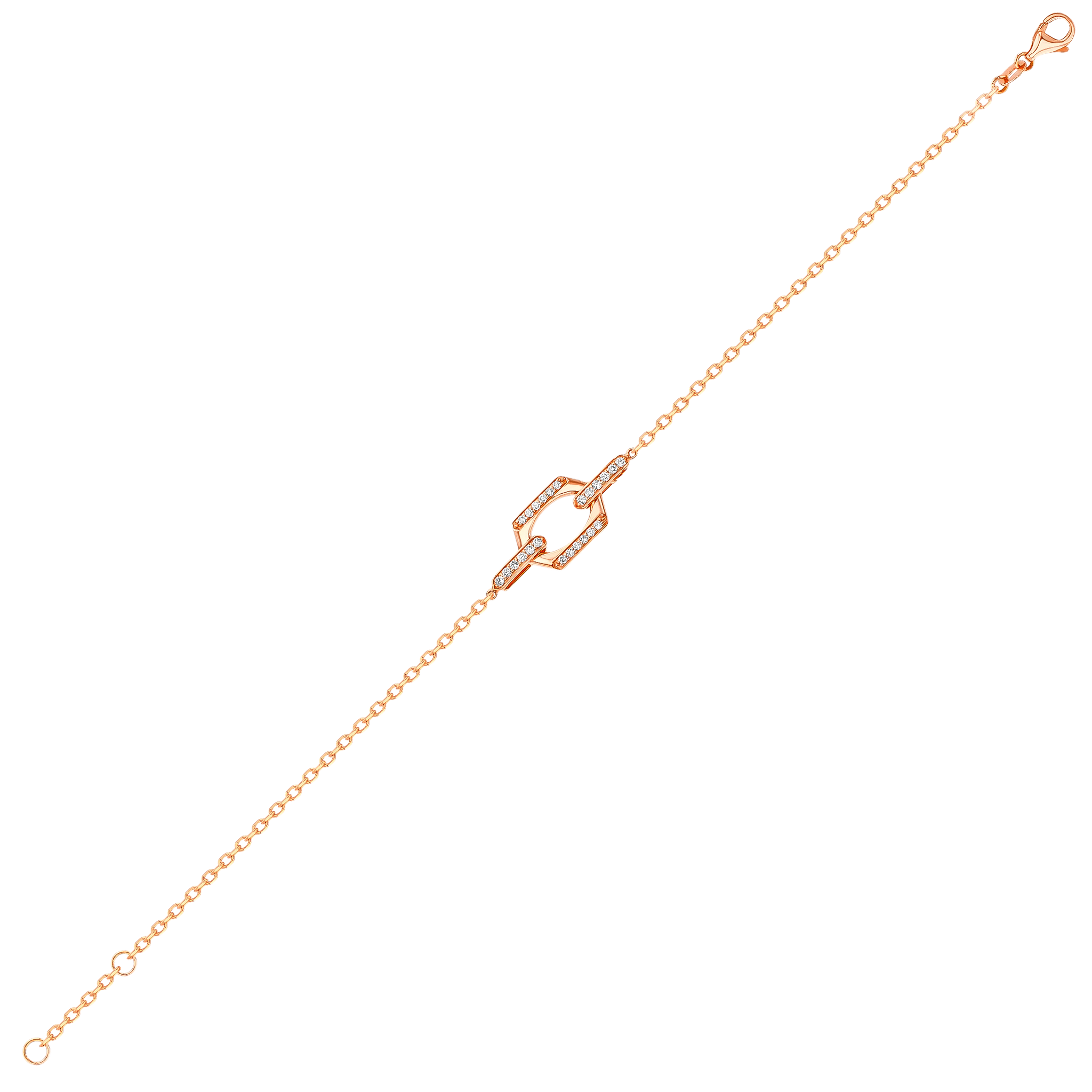 Links Single Diamond Motif Bracelet in 18K Rose Gold