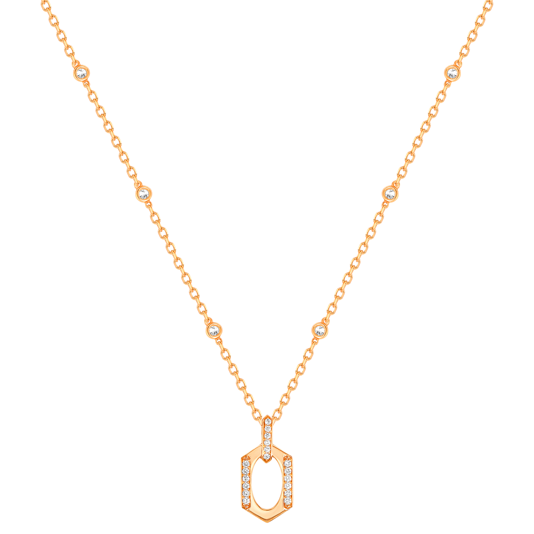 Links 18K Rose Gold Necklace With Diamonds