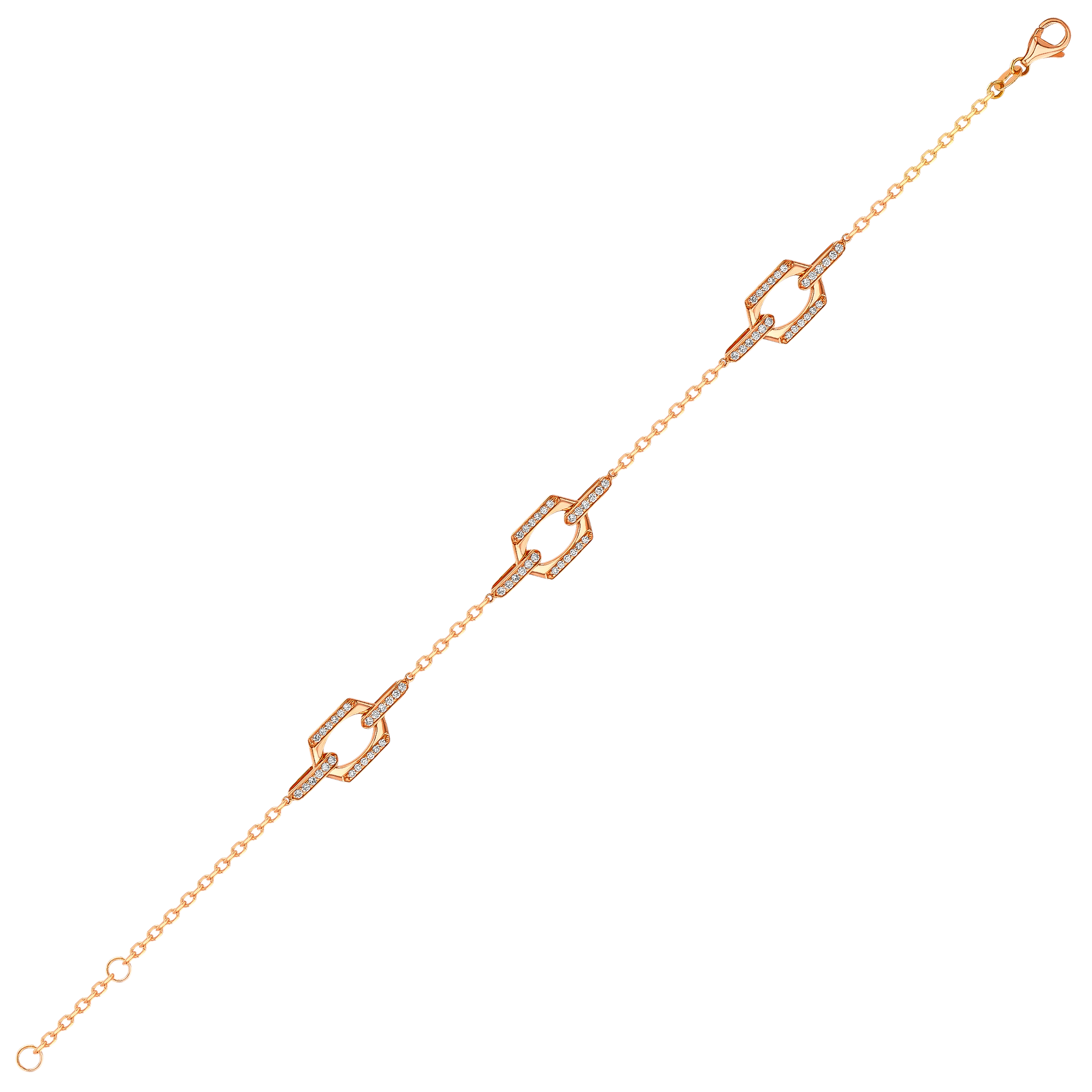 Links Trio Diamond Motif Bracelet in 18K Rose Gold