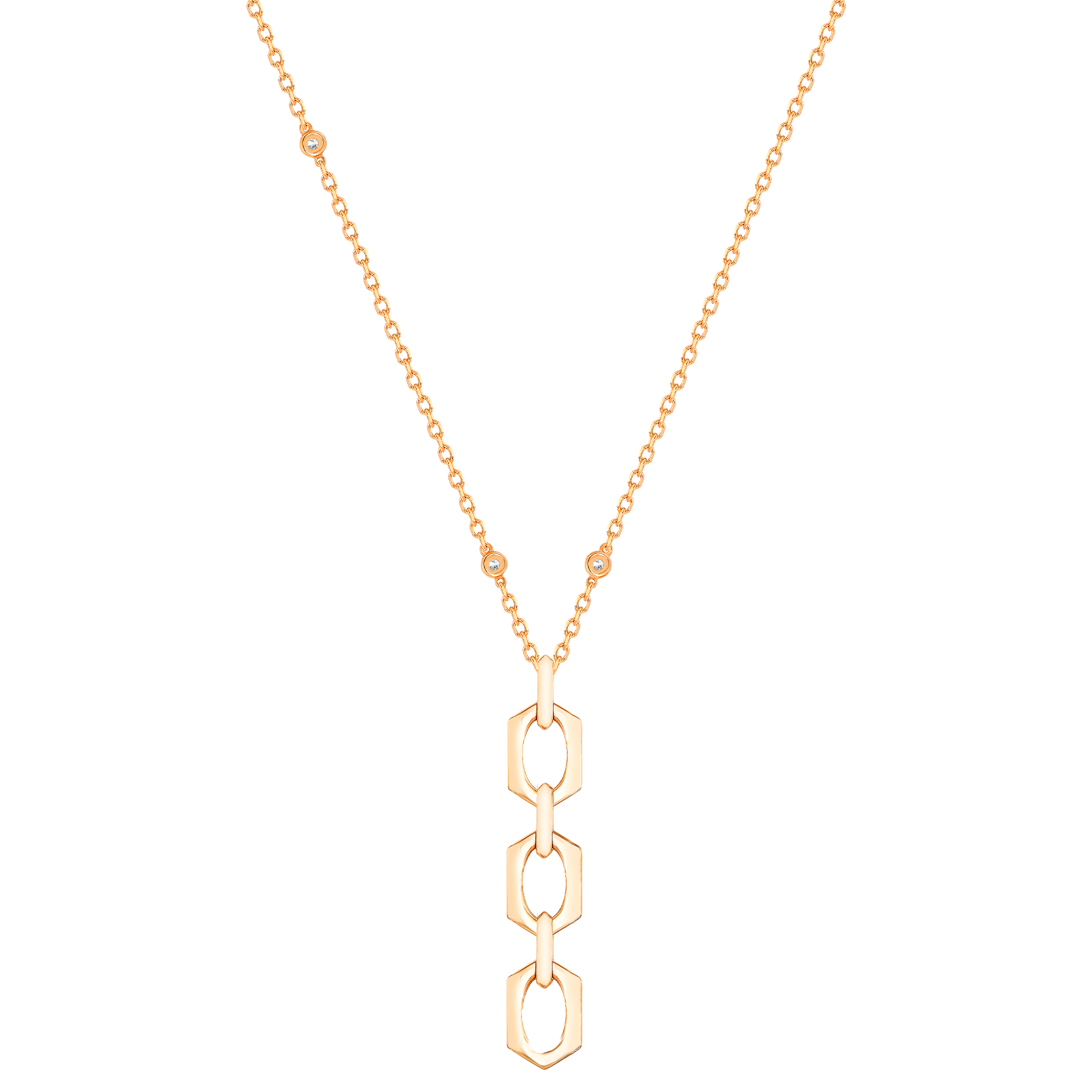 Links Pendant Chain Necklace in 18K Rose Gold With Diamonds