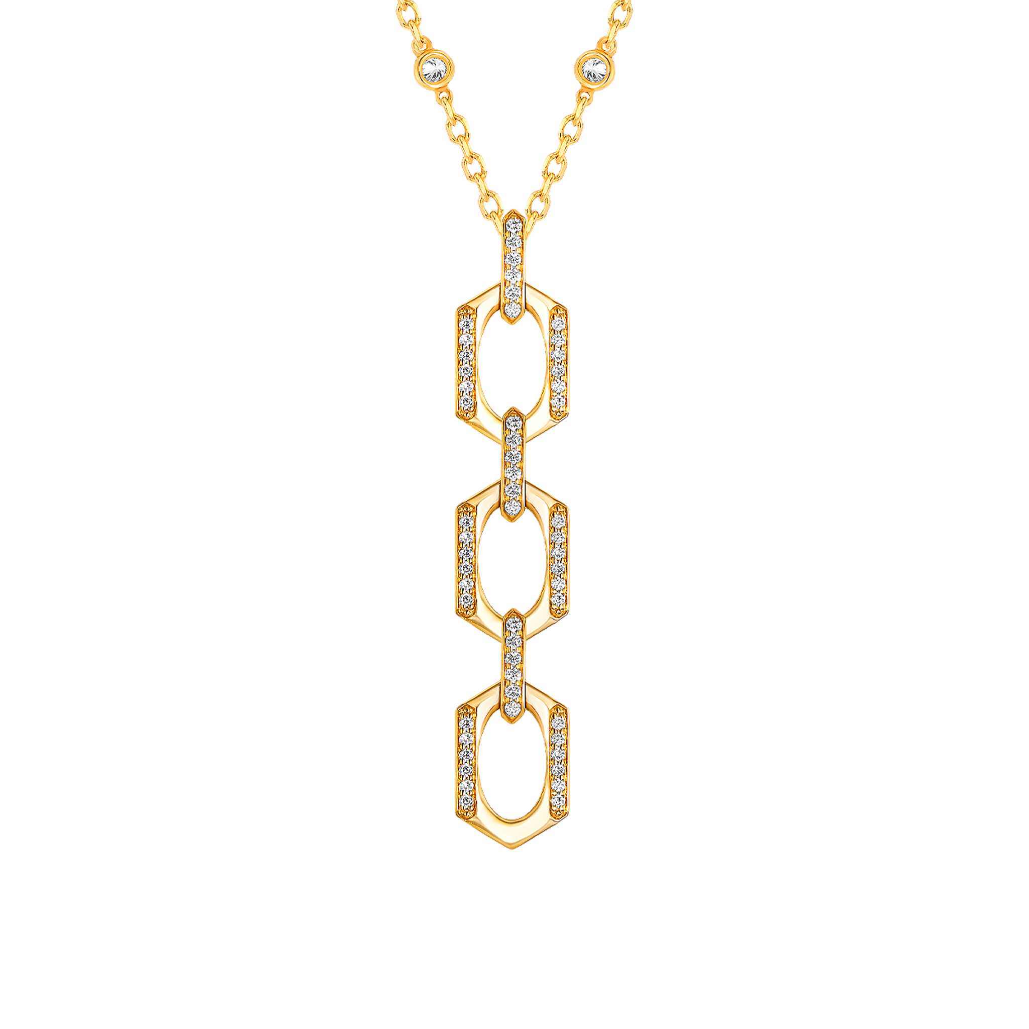Links Pendant Chain Necklace in 18K Yellow Gold With Diamonds