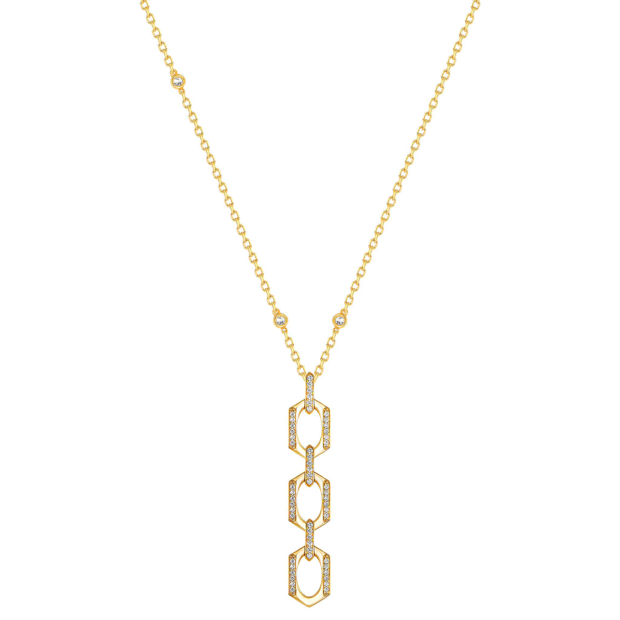 Links Pendant Chain Necklace in 18K Yellow Gold With Diamonds