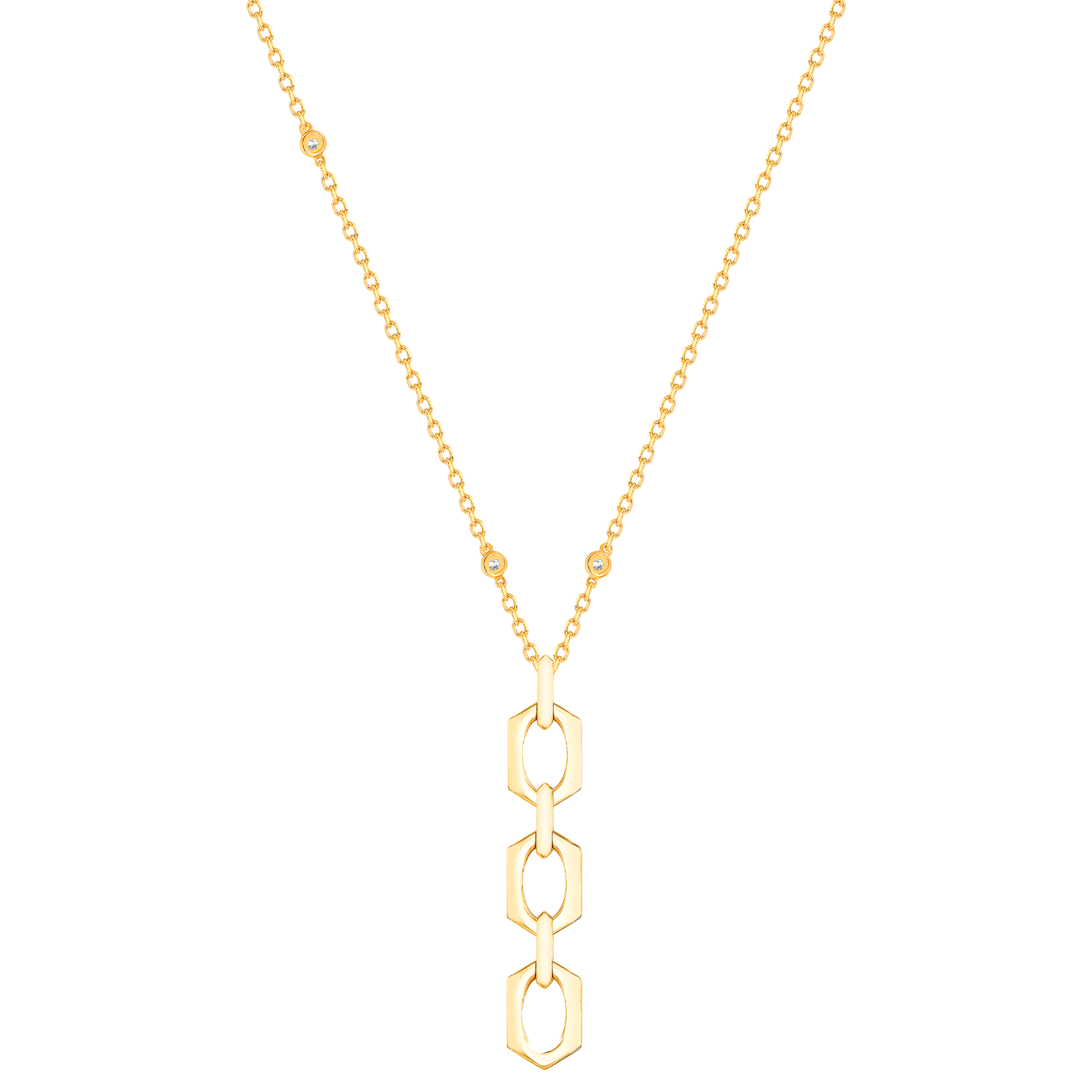 Links Pendant Chain Necklace in 18K Yellow Gold With Diamonds