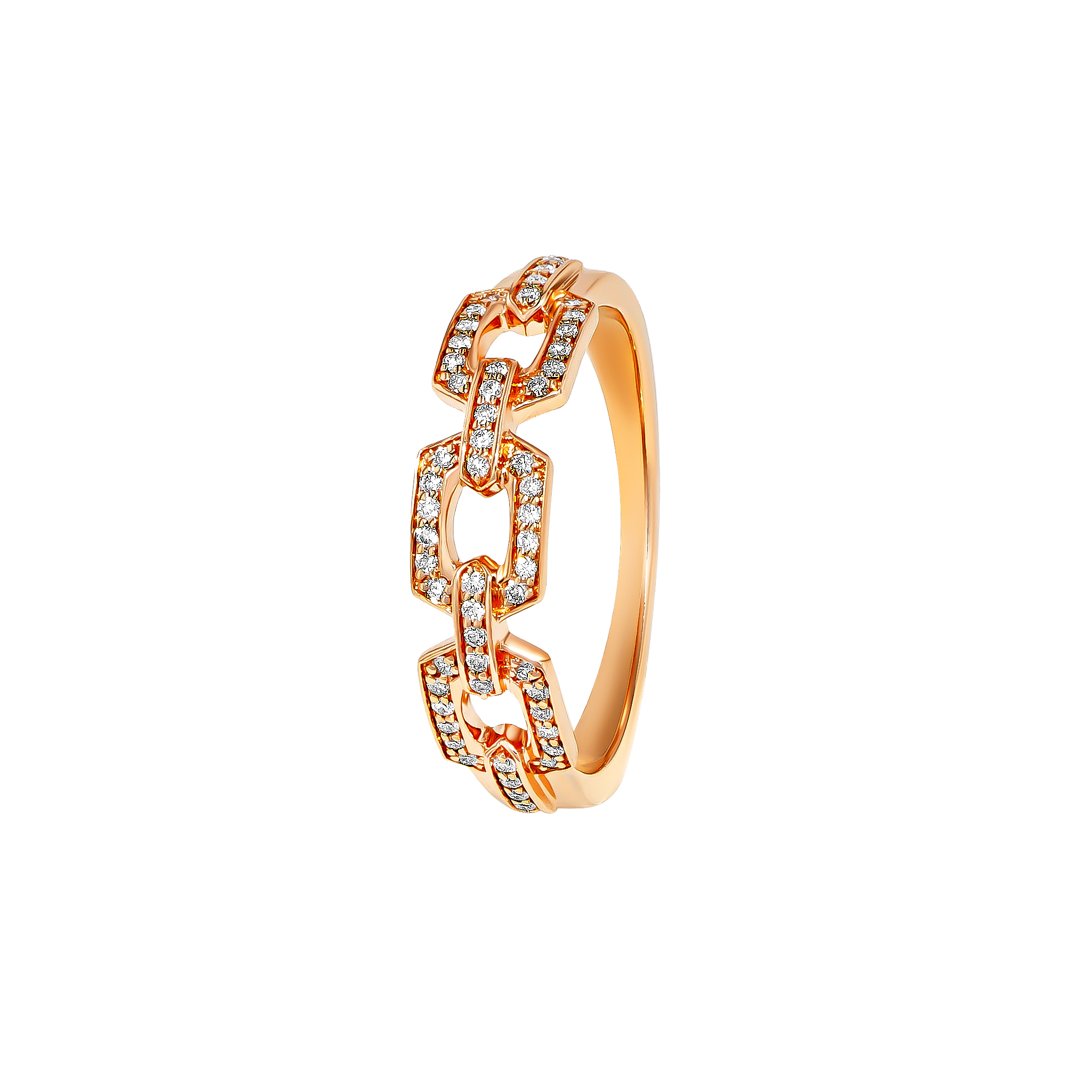 Links Trio Diamond Motif Ring 18K Rose Gold