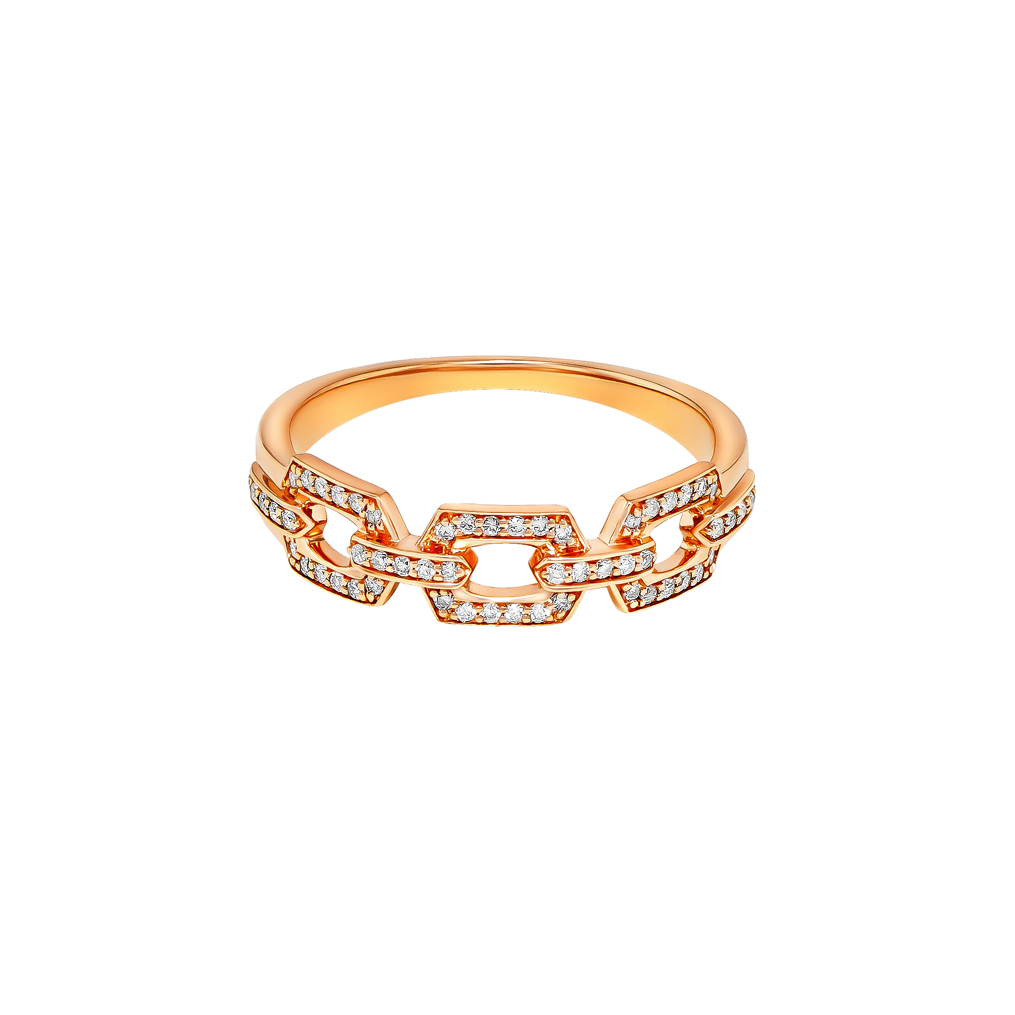 Links Trio Diamond Motif Ring 18K Rose Gold