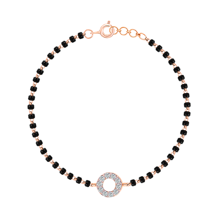 Mangalsutra Bracelet with Diamonds and Black beads