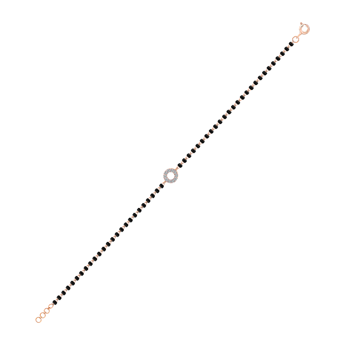 Mangalsutra Bracelet with Diamonds and Black beads