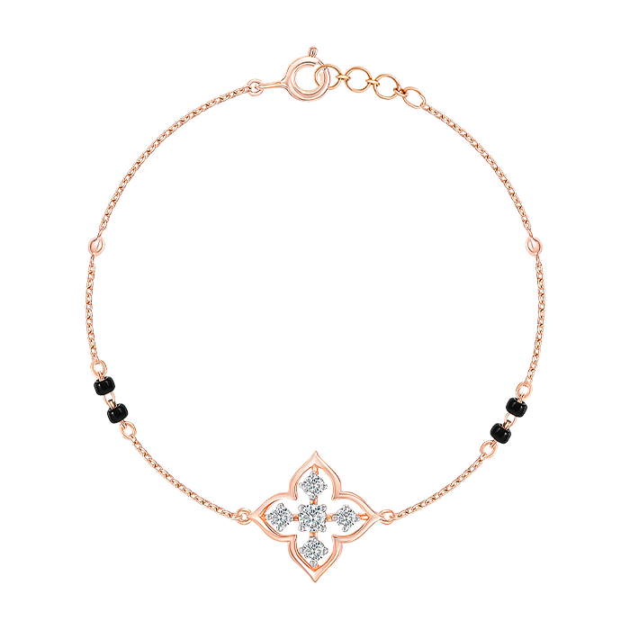 Mangalsutra Bracelet with Diamonds and Black beads
