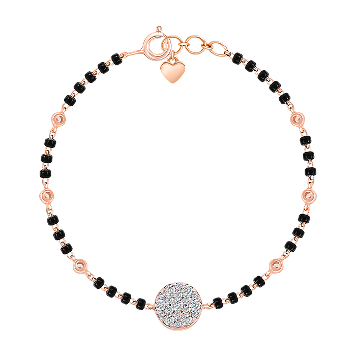 Mangalsutra Bracelet with Diamonds and Black beads