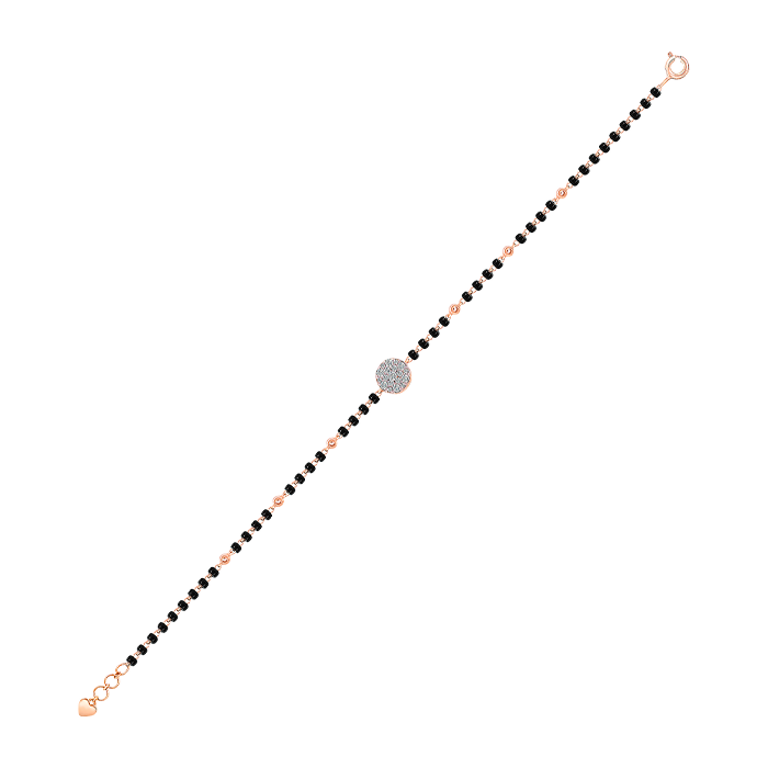 Mangalsutra Bracelet with Diamonds and Black beads