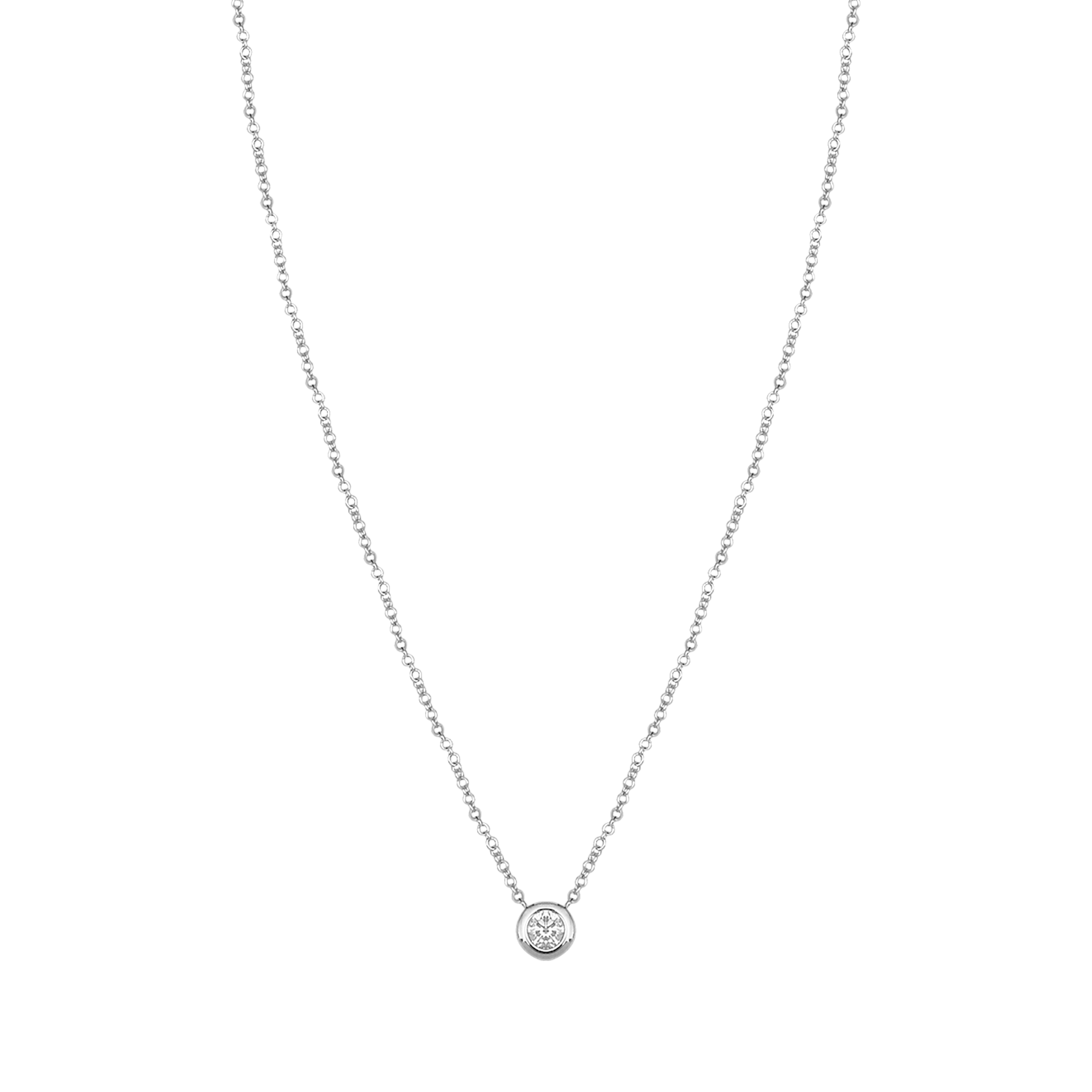Djula Diamond Solitaire Chain Necklace in 18K White Gold