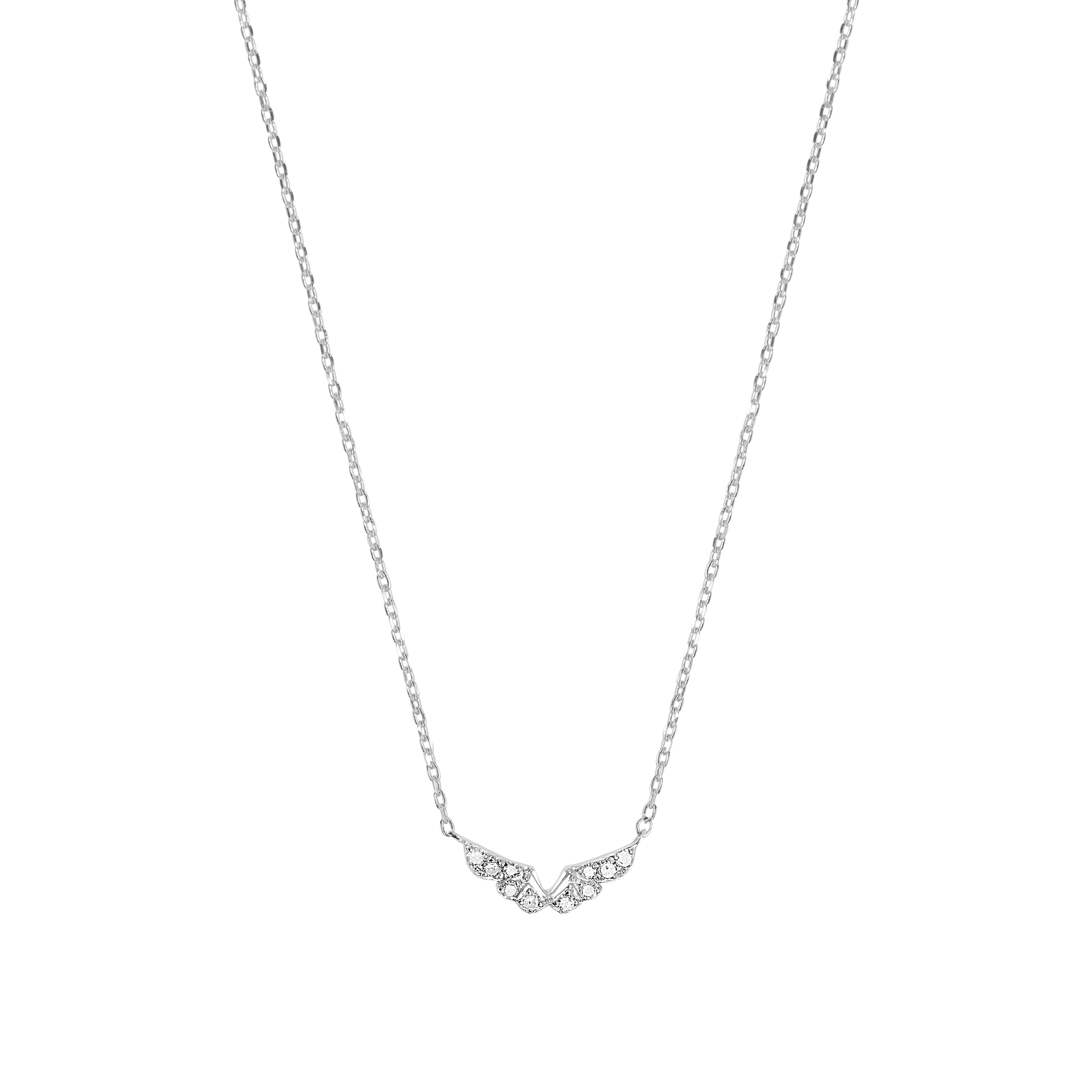 Djula Diamond Angel Wings Chain Necklace in 18K White Gold