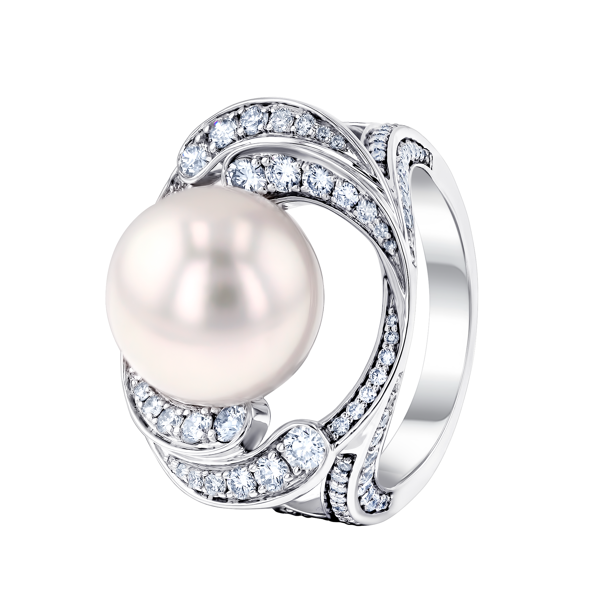 Orana Wave Australian Pearl & Diamond ring in 18K  gold