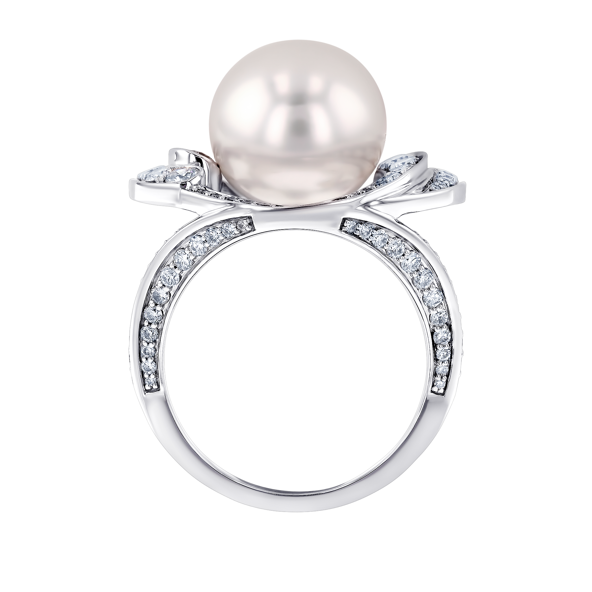 Orana Wave Australian Pearl & Diamond ring in 18K  gold