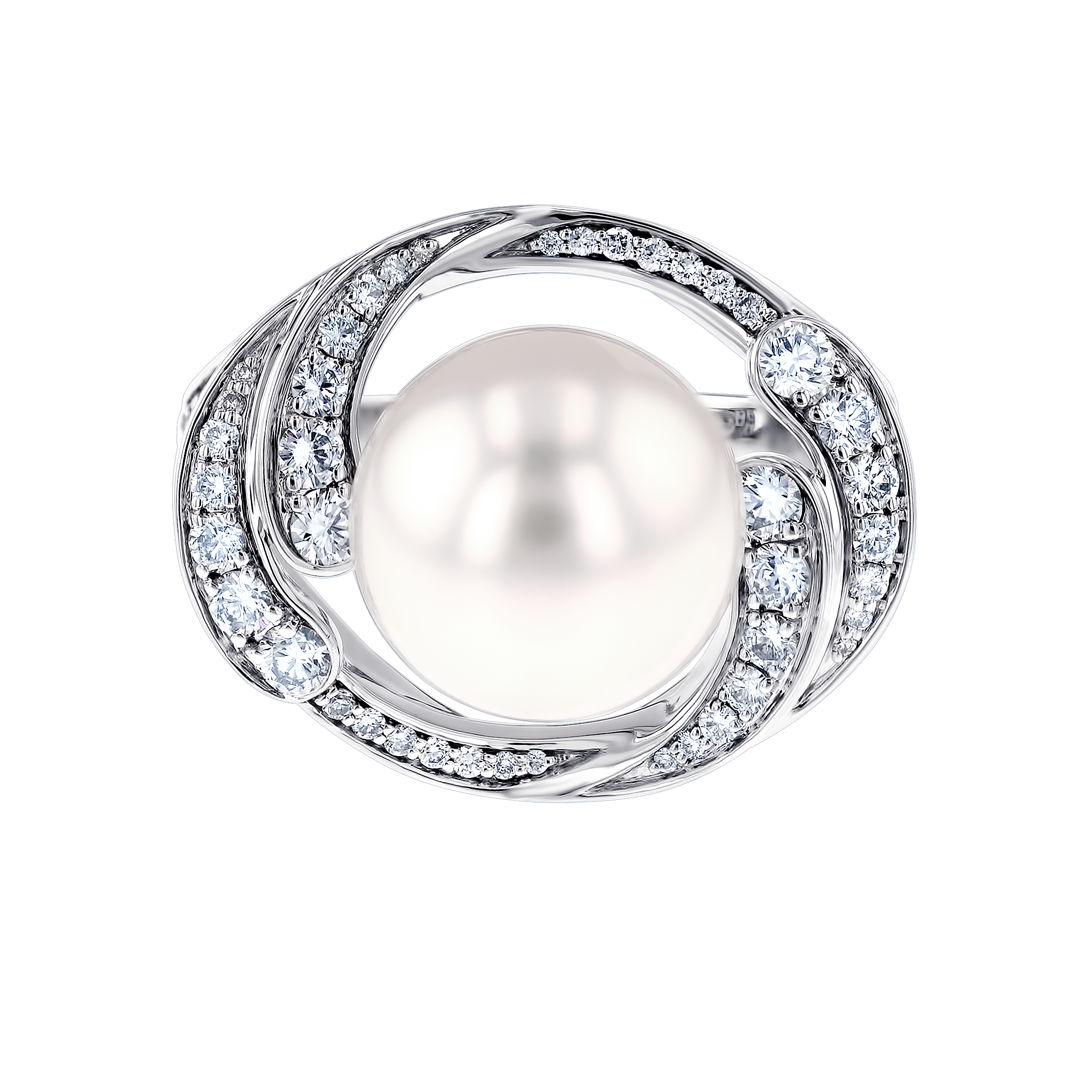 Orana Wave Australian Pearl & Diamond ring in 18K  gold
