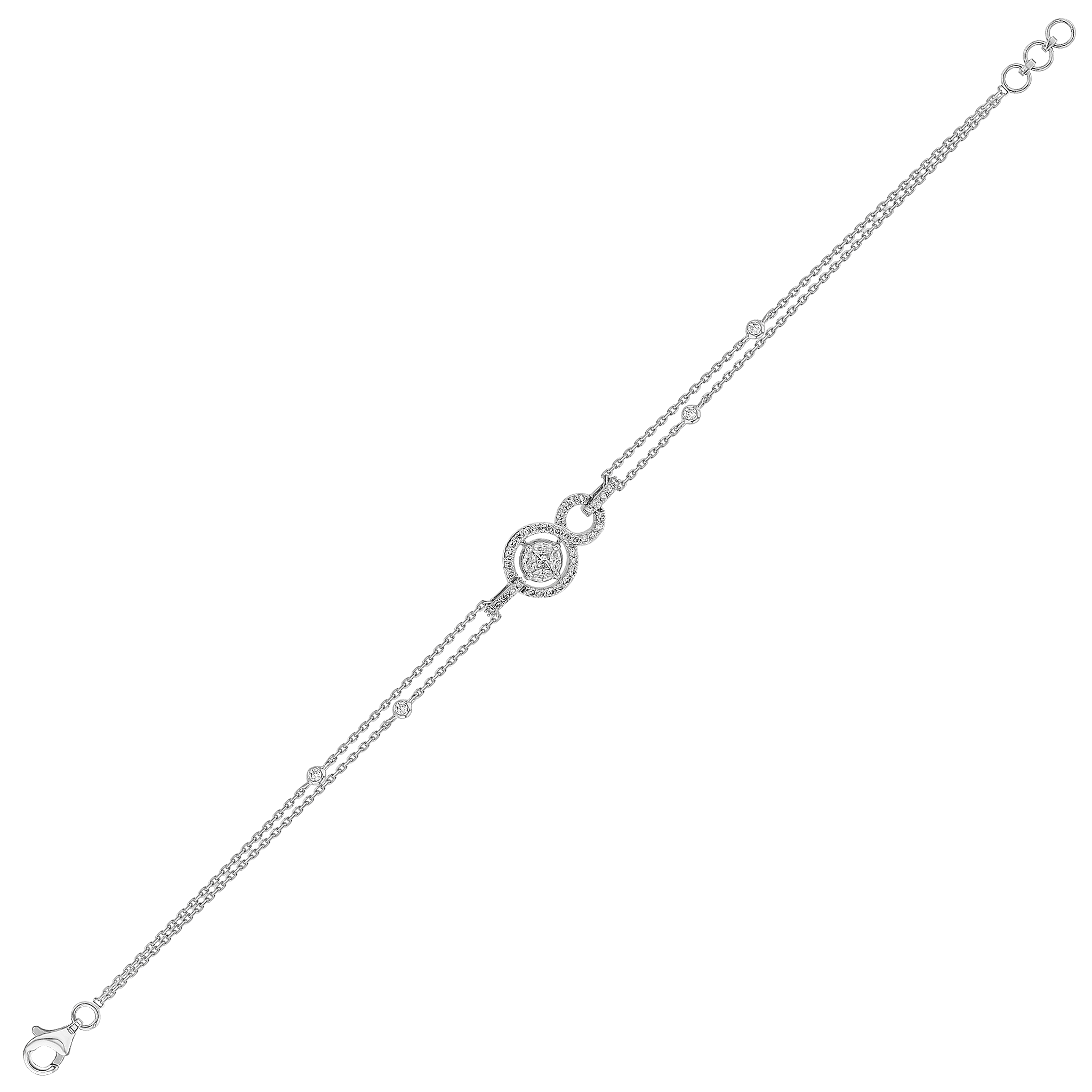 OSE  Bracelet in 18K White Gold Studded  with  Fancy cut and Round Diamonds