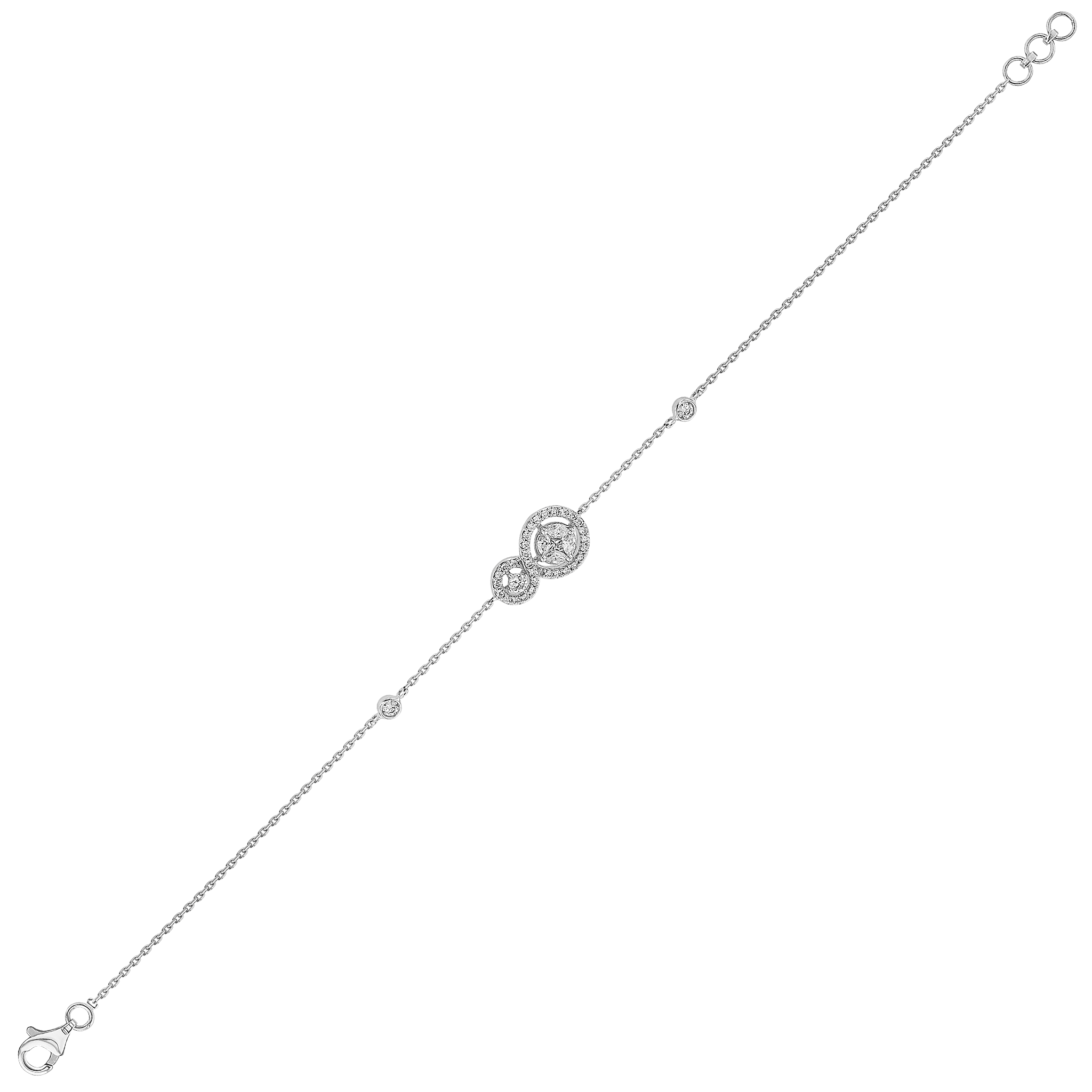 OSE  Bracelet in 18K White Gold Studded  with  Fancy cut and Round Diamonds
