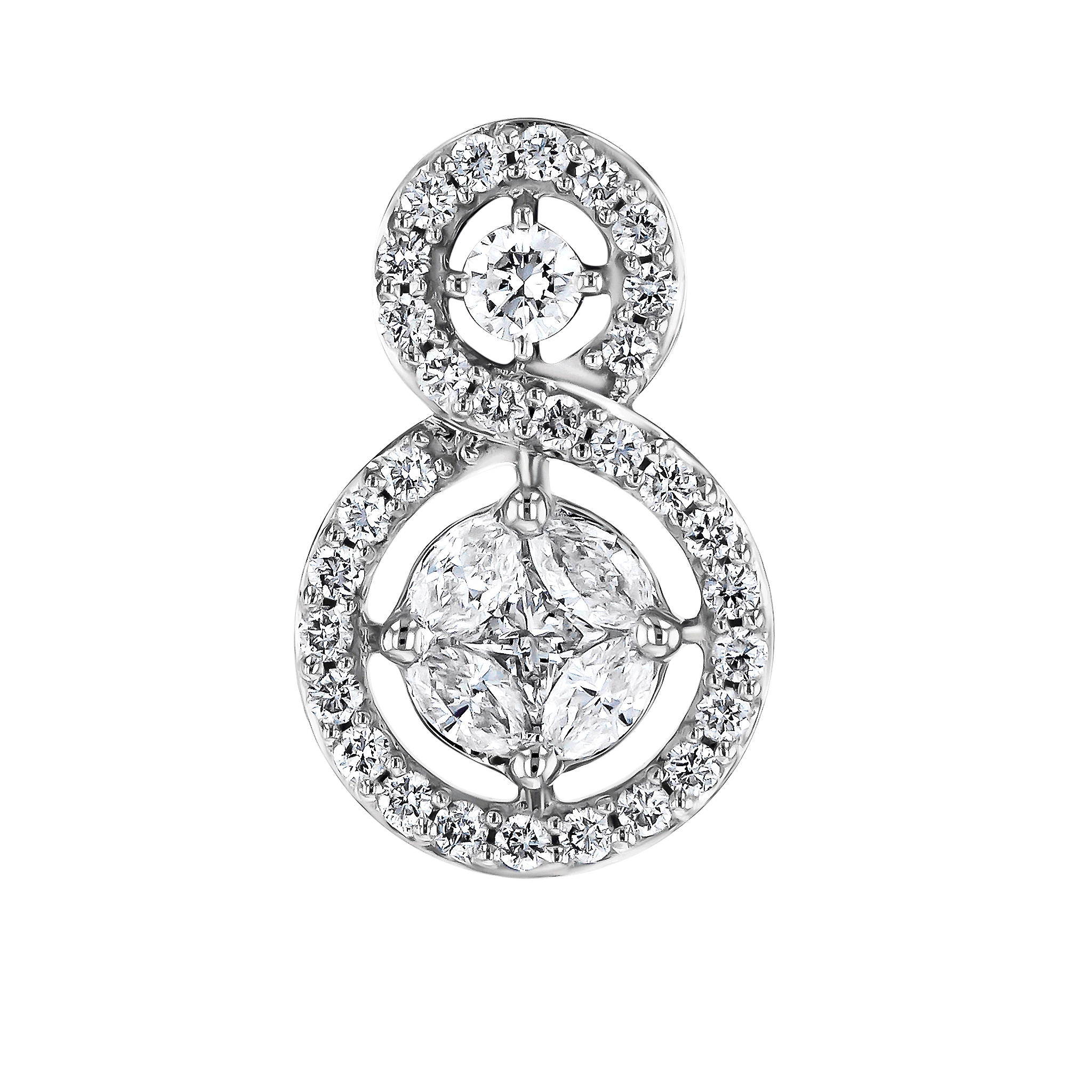 OSE  Bracelet in 18K White Gold Studded  with  Fancy cut and Round Diamonds