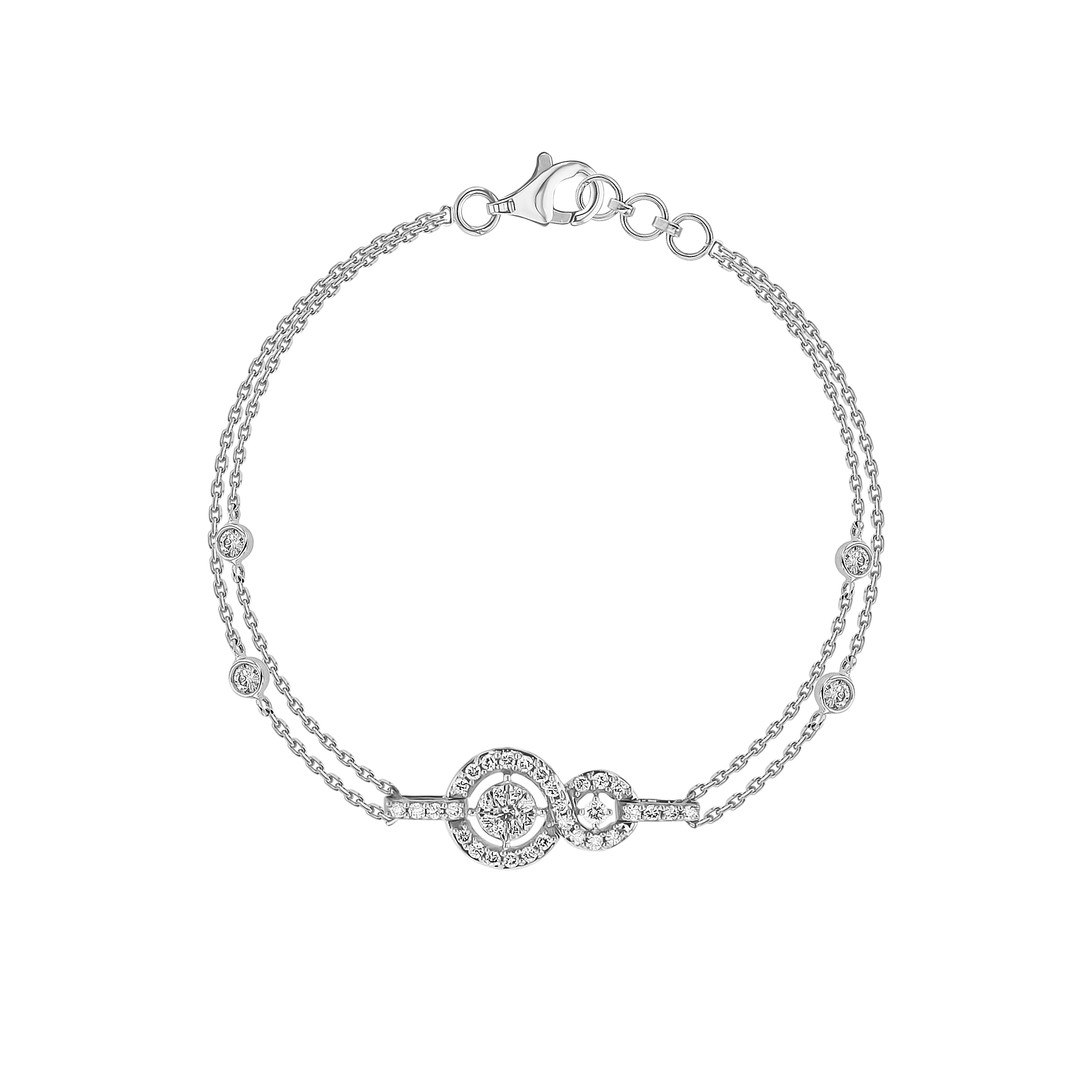 OSE  Bracelet in 18K White Gold Studded  with   Round Diamonds
