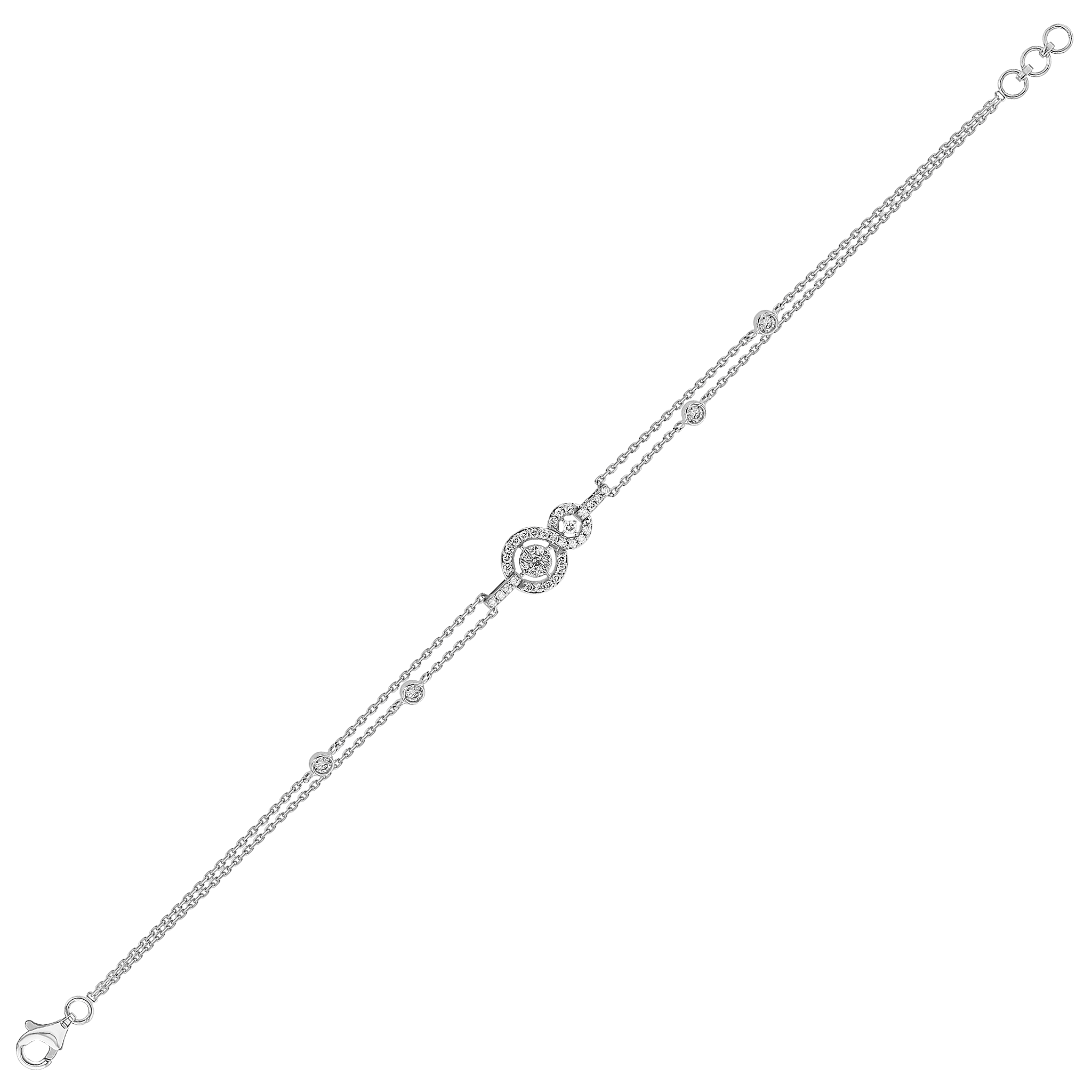 OSE  Bracelet in 18K White Gold Studded  with   Round Diamonds