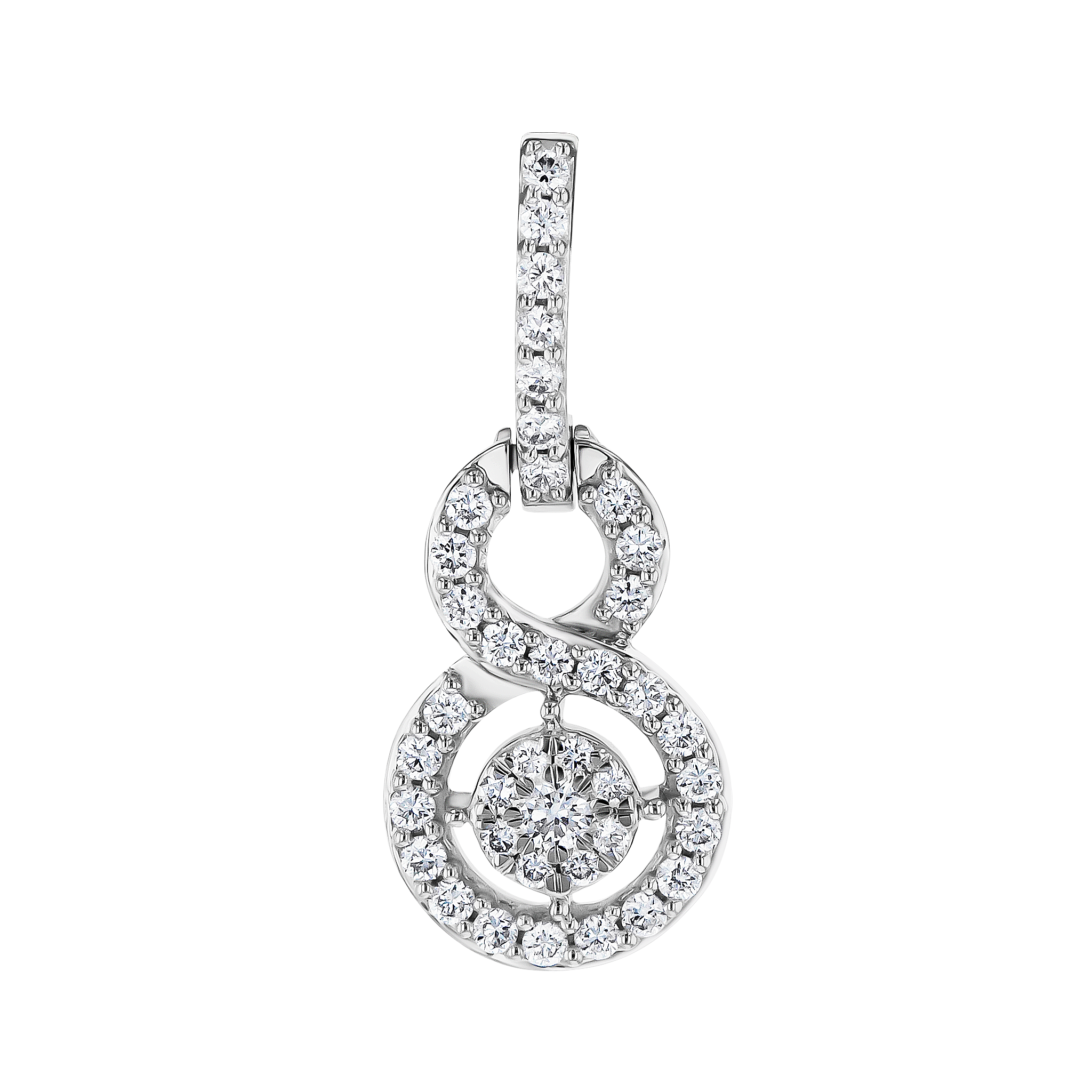 OSE  Earrings in 18K White Gold Studded  with   Round Diamonds