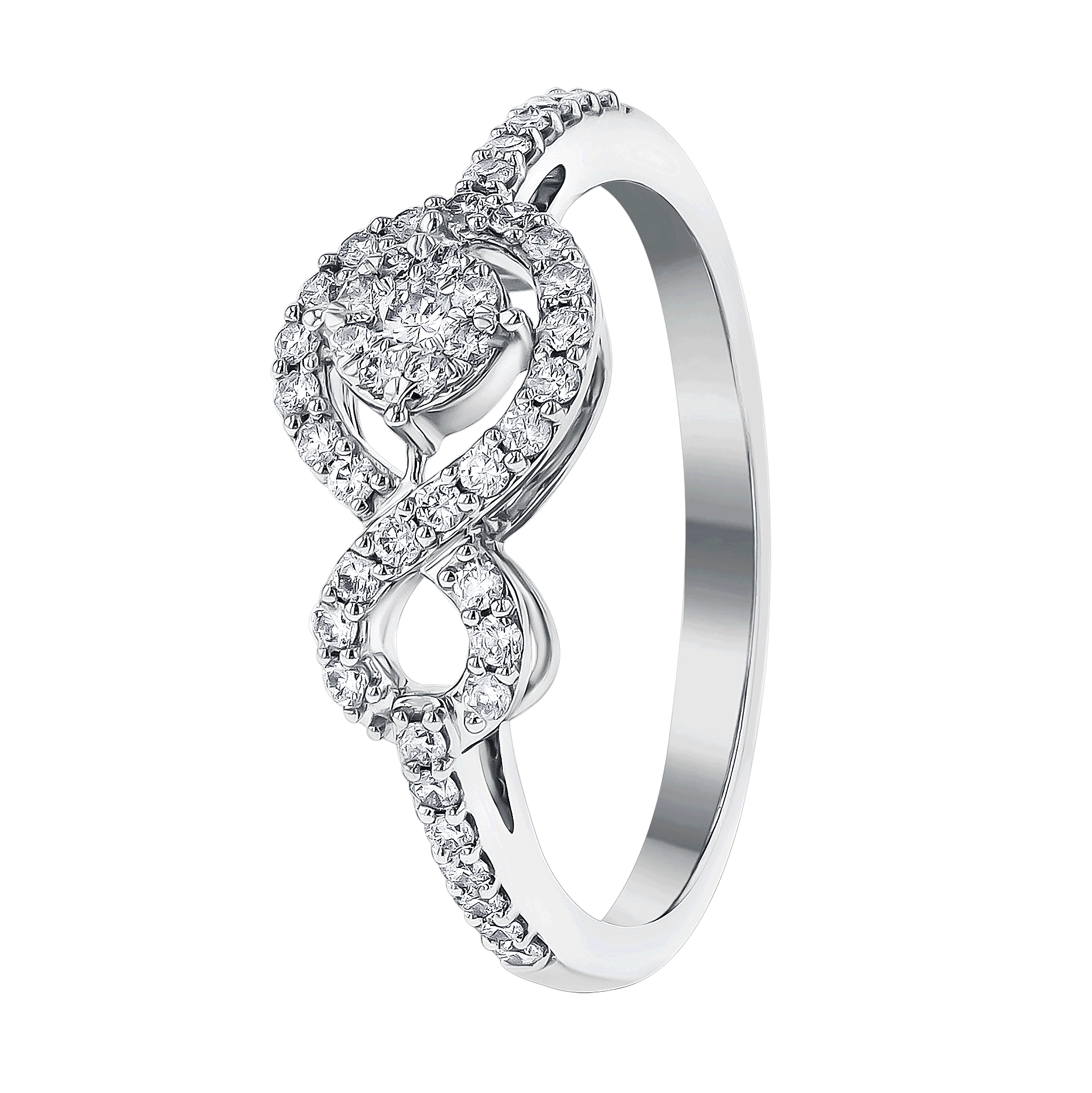 OSE Rings in 18K White Gold Studded  with   Round Diamonds