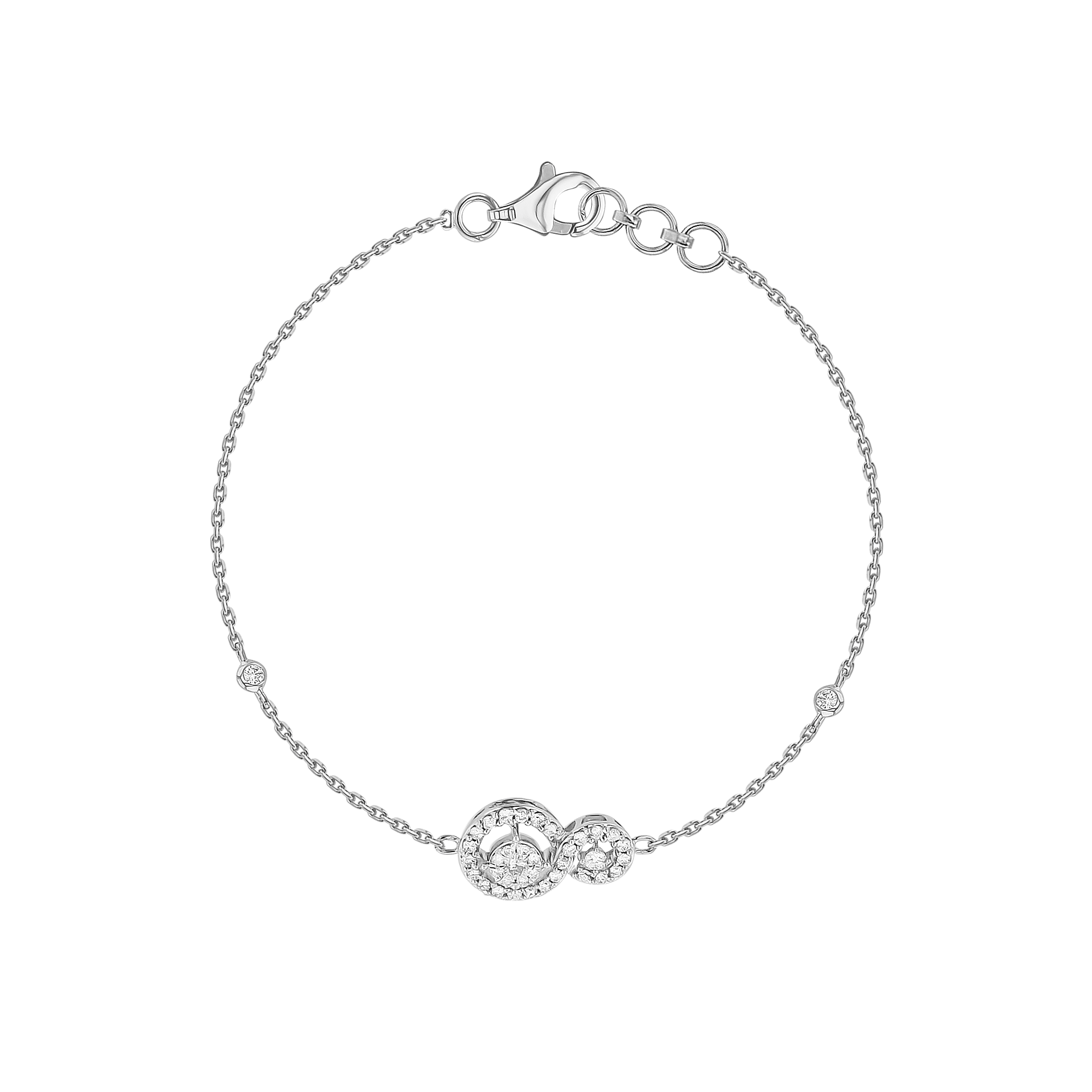 OSE Bracelet in 18K White Gold Studded  with   Round Diamonds