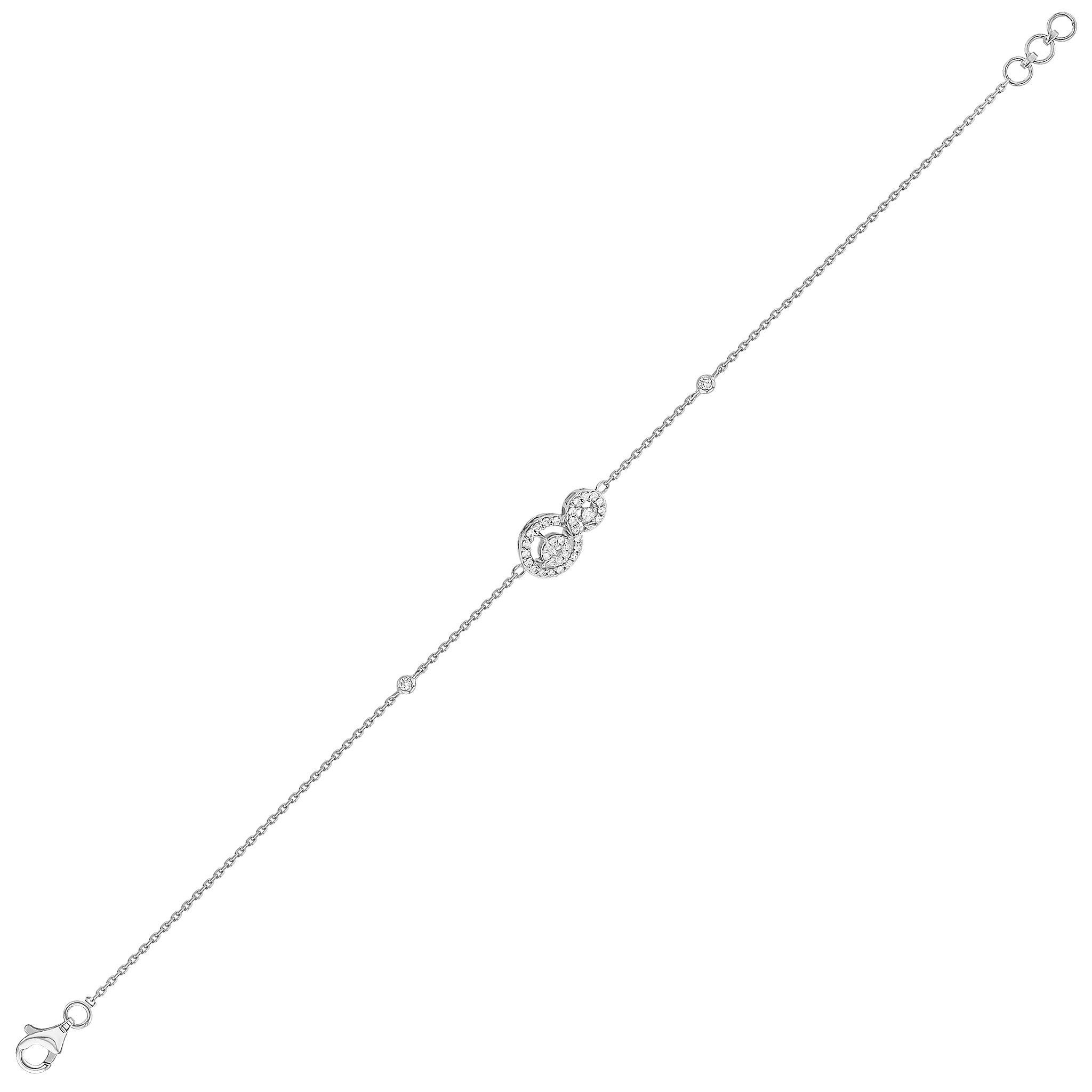OSE Bracelet in 18K White Gold Studded  with   Round Diamonds