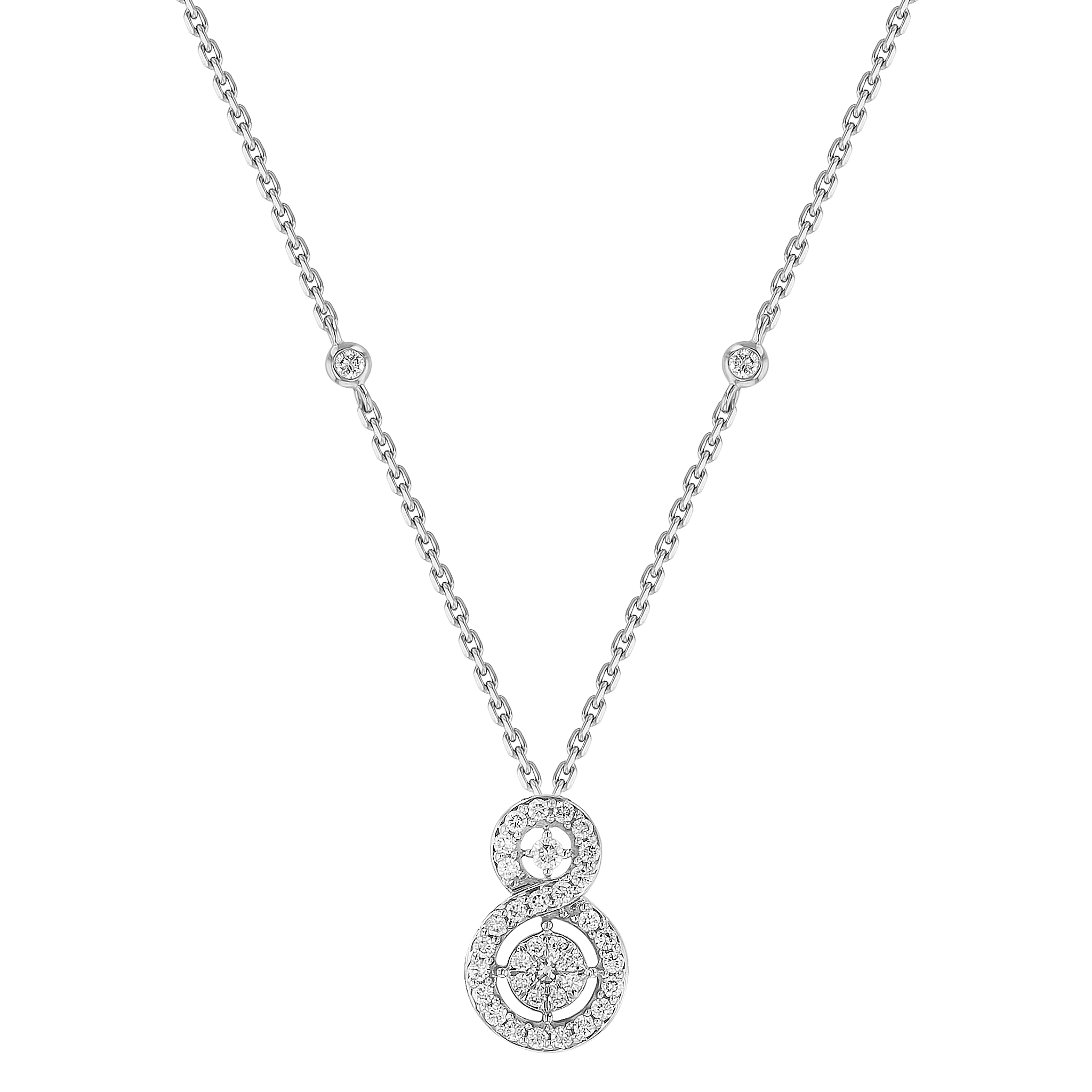 OSE Pendant Chain  in 18K White Gold Studded  with   Round Diamonds