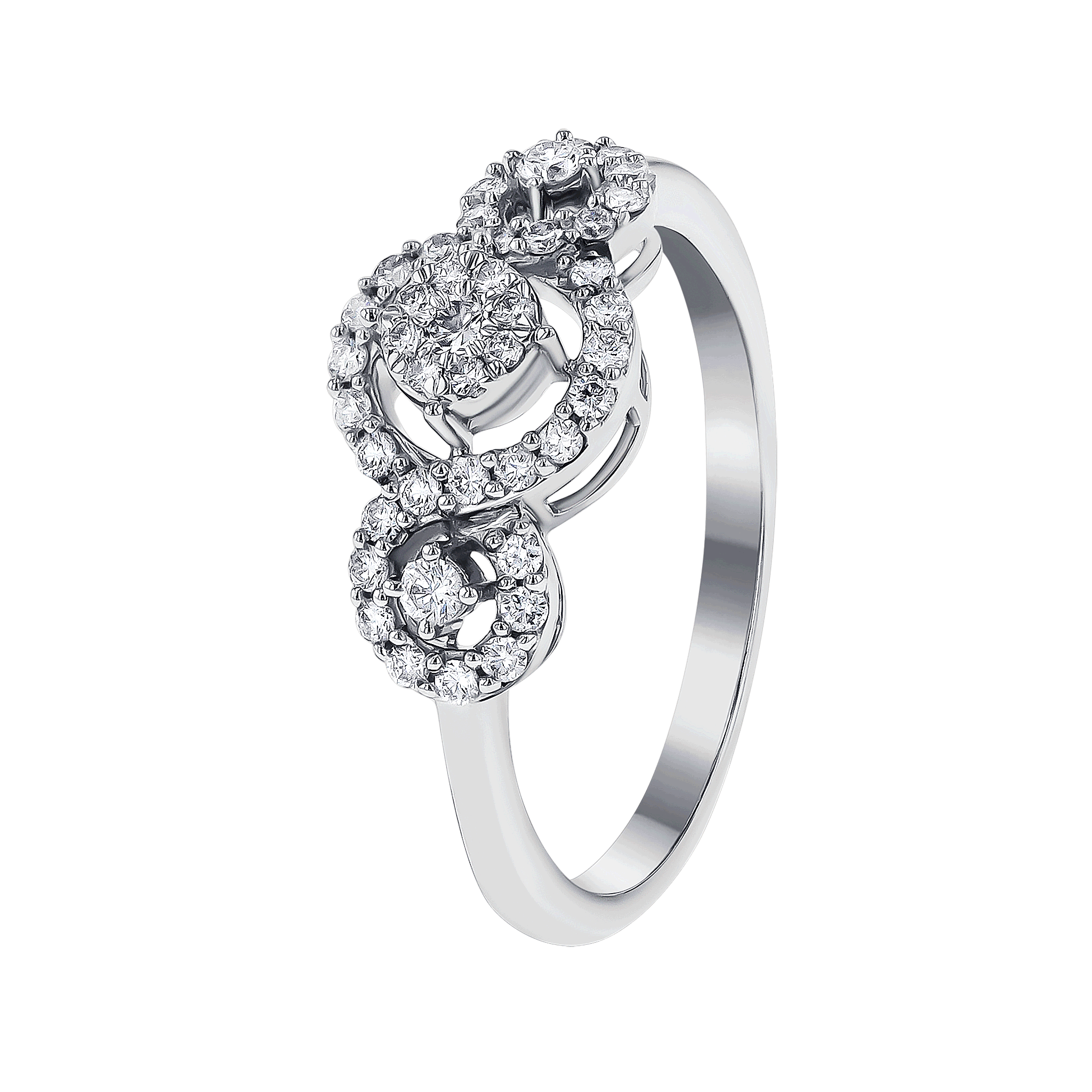 OSE Rings in 18K White Gold Studded  with   Round Diamonds