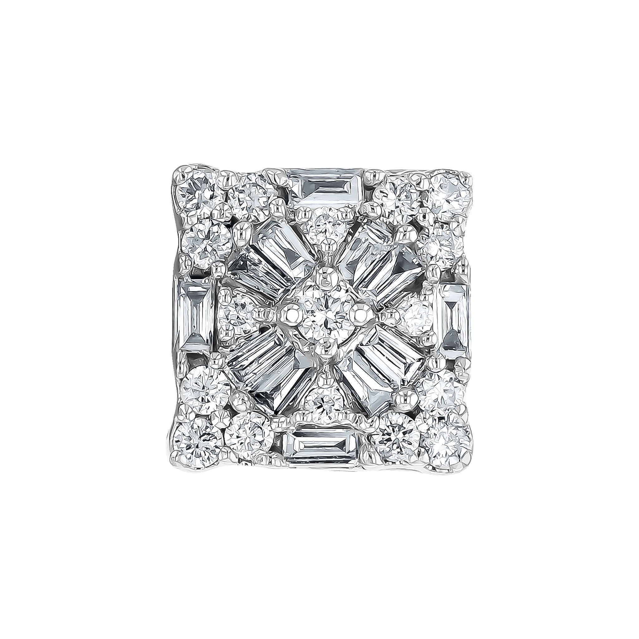 OneSixEight Square Shaped Diamond Stud Earrings 18K White Gold

