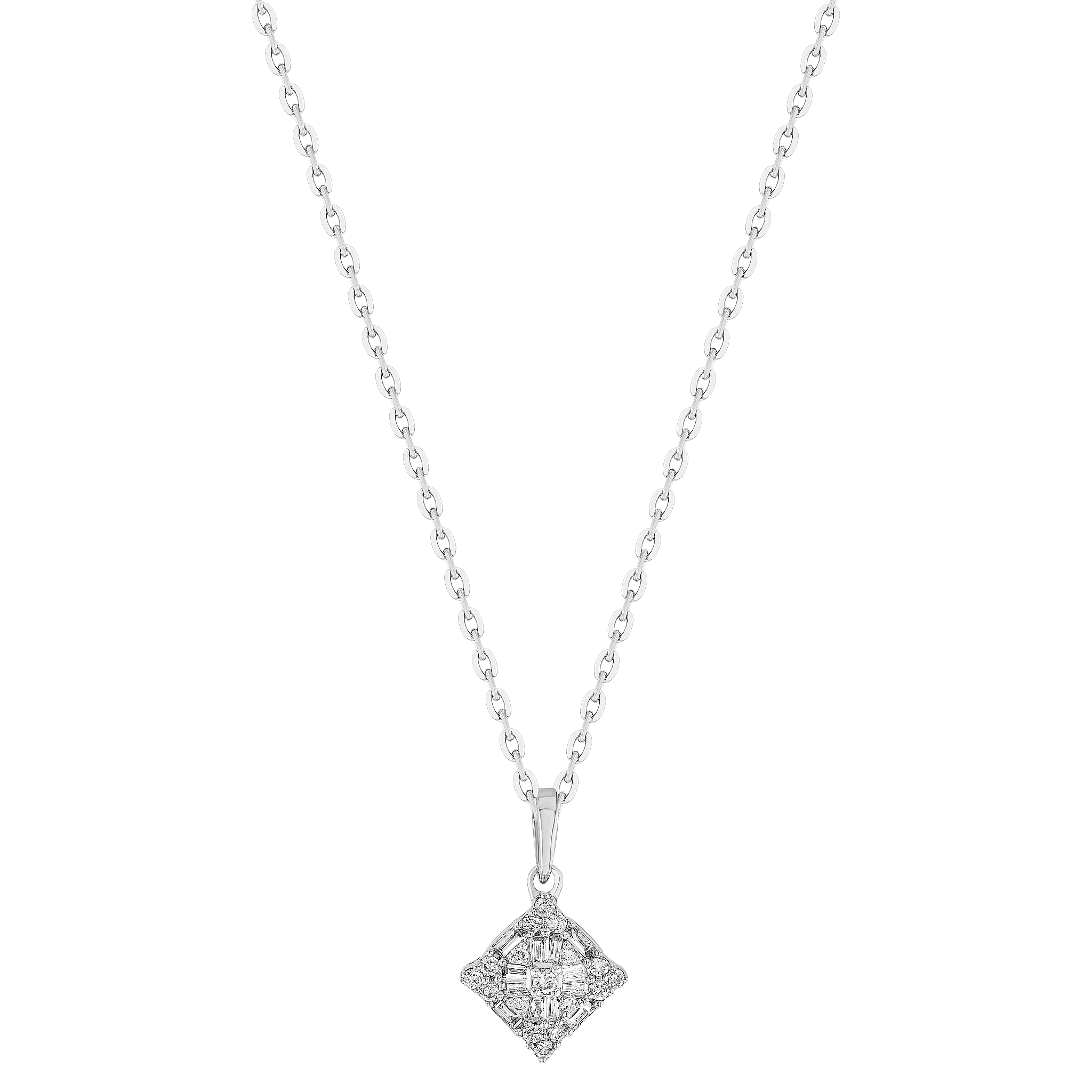 OneSixEight Square Shaped Diamond Pendant Chain 18K White Gold
