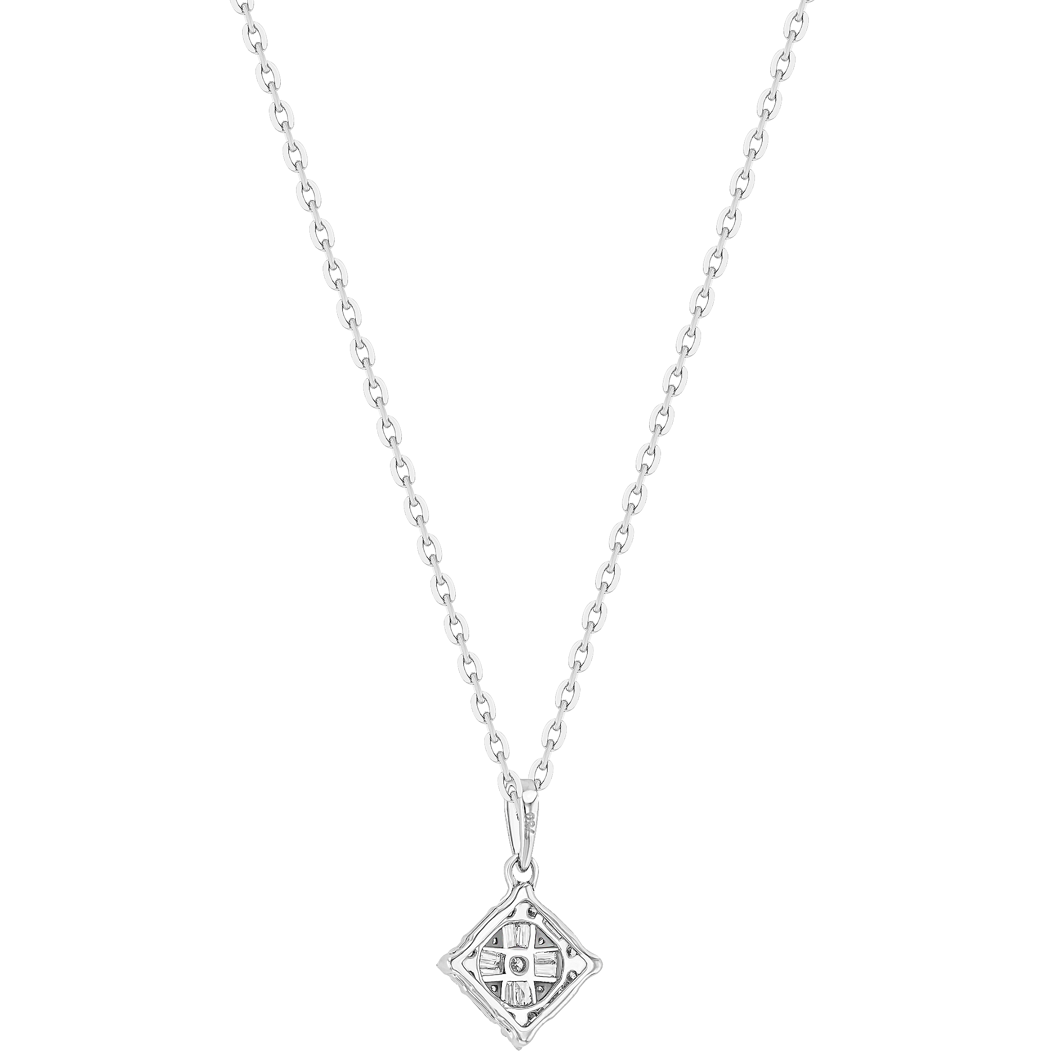 OneSixEight Square Shaped Diamond Pendant Chain 18K White Gold
