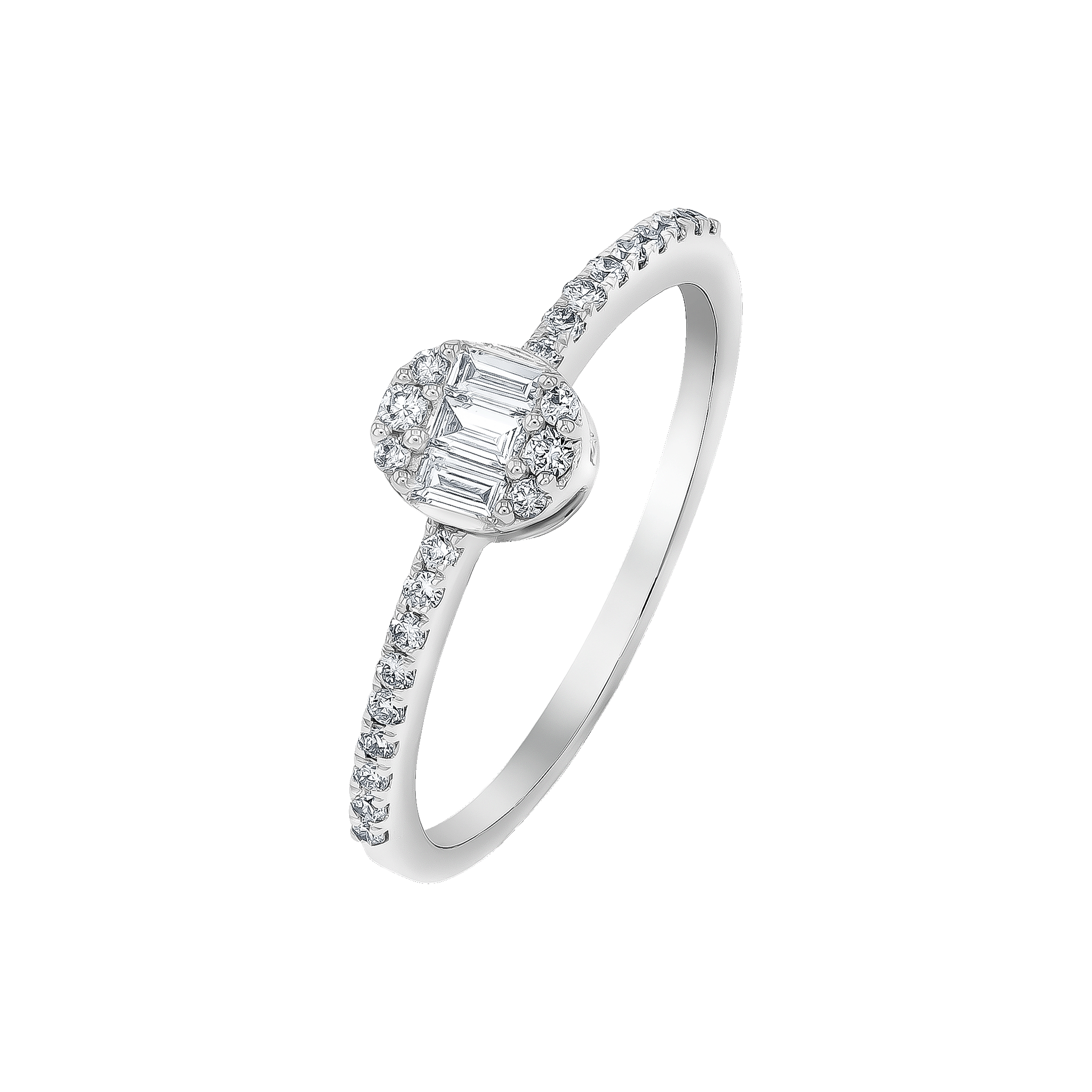 OneSixEight Oval Shaped Diamond Ring Half Eternity Band 18K White Gold
