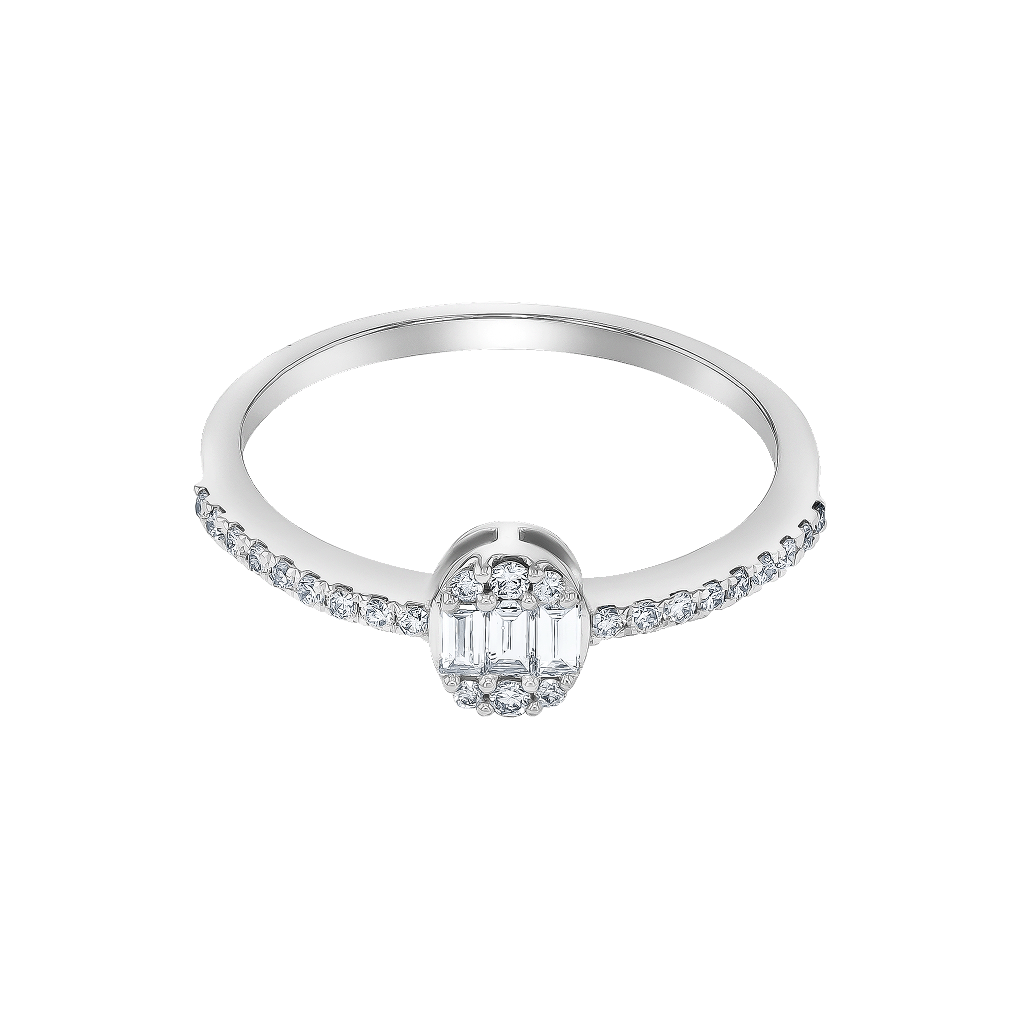 OneSixEight Oval Shaped Diamond Ring Half Eternity Band 18K White Gold