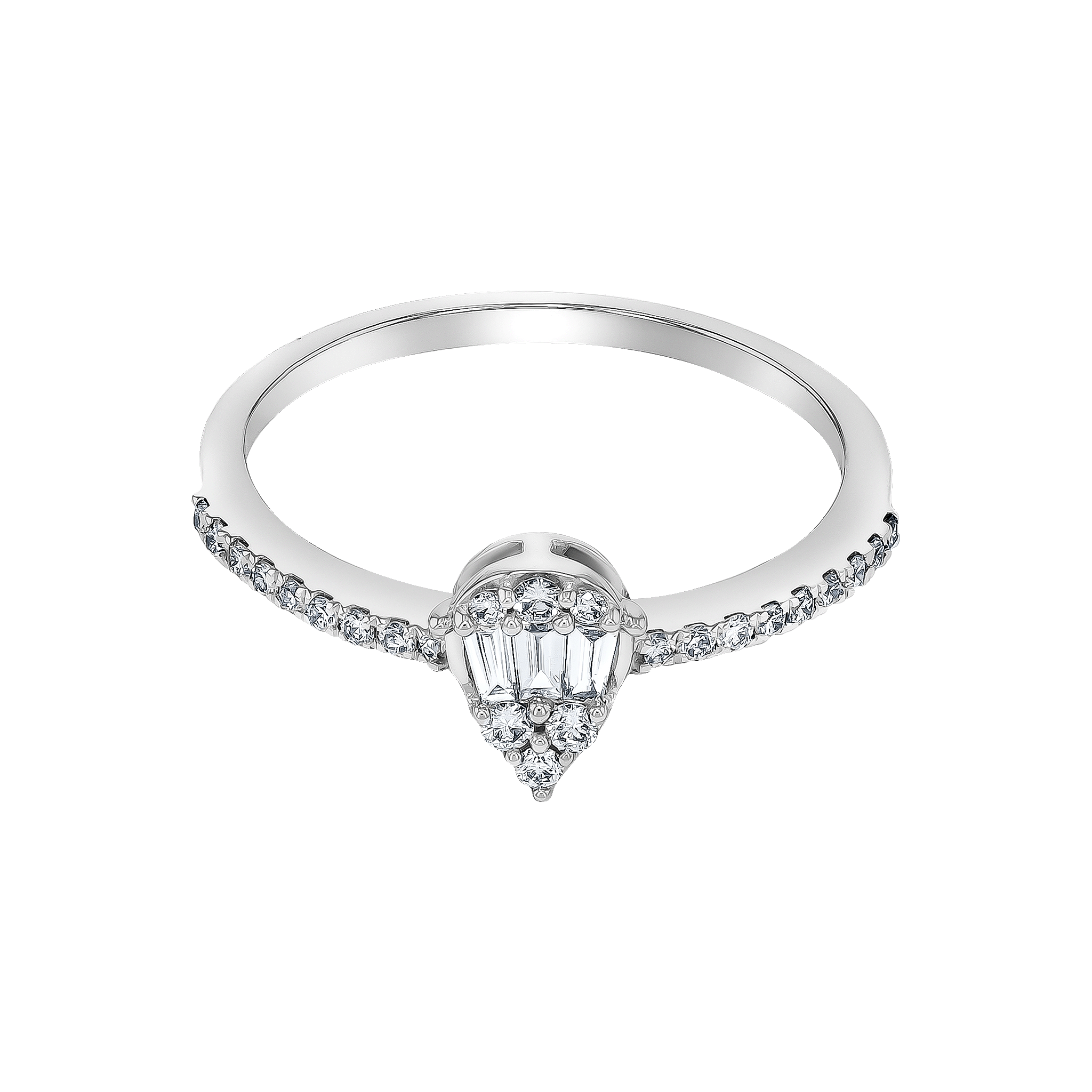 OneSixEight Pear Shaped Diamond Ring Half Eternity Band 18K White Gold