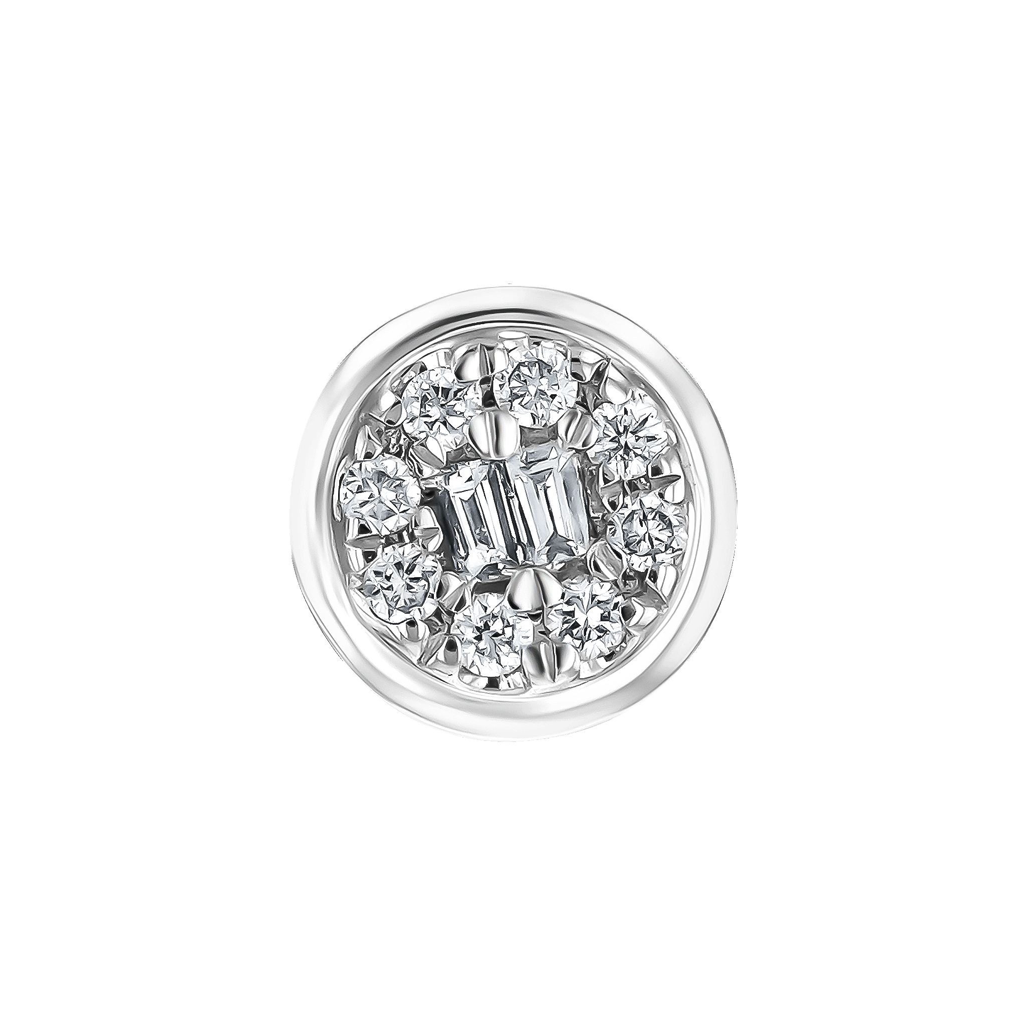 OneSixEight Round Shape Diamond Stud Earring 18K White Gold