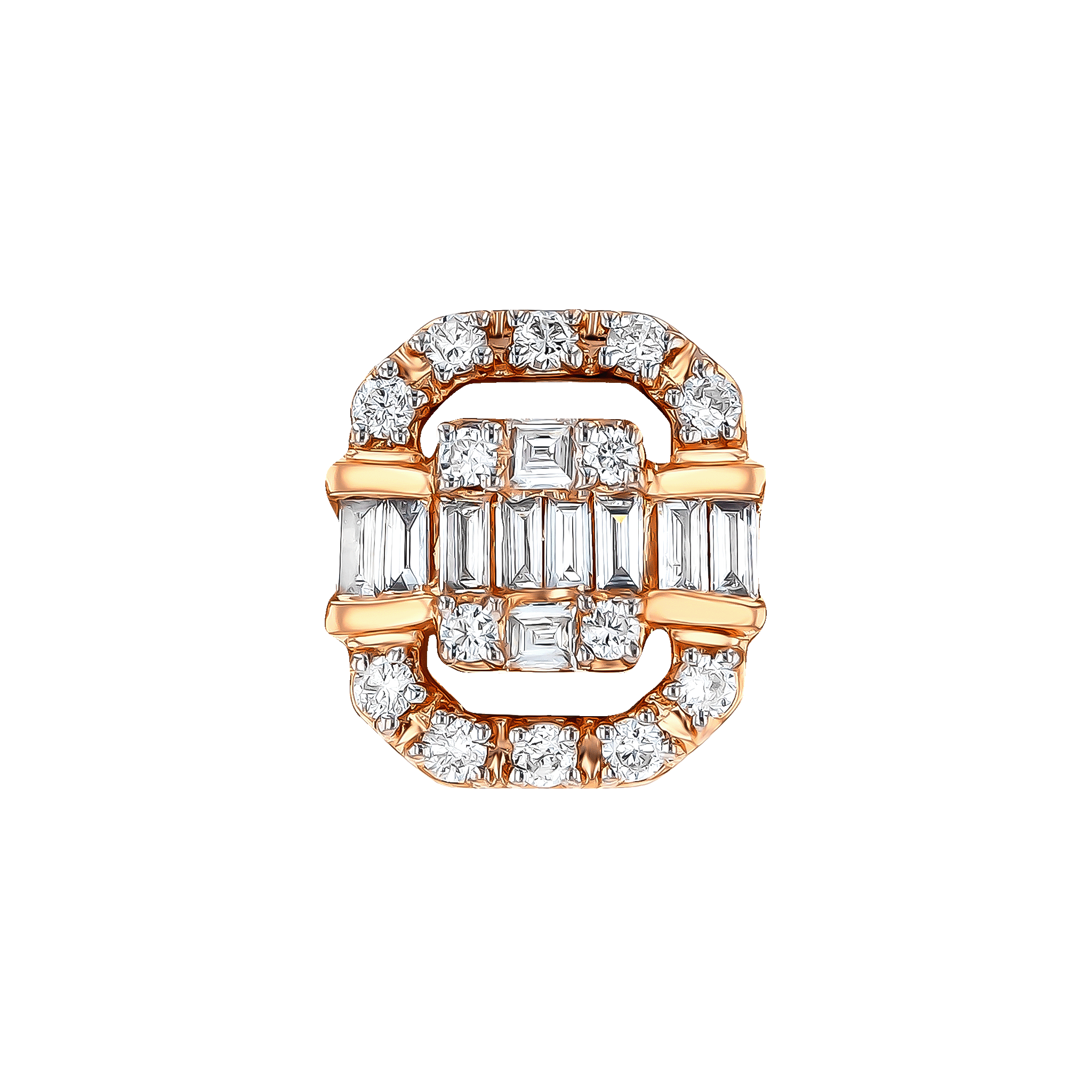 OneSixEight Emerald Diamond Stud Earrings 18K Rose Gold
