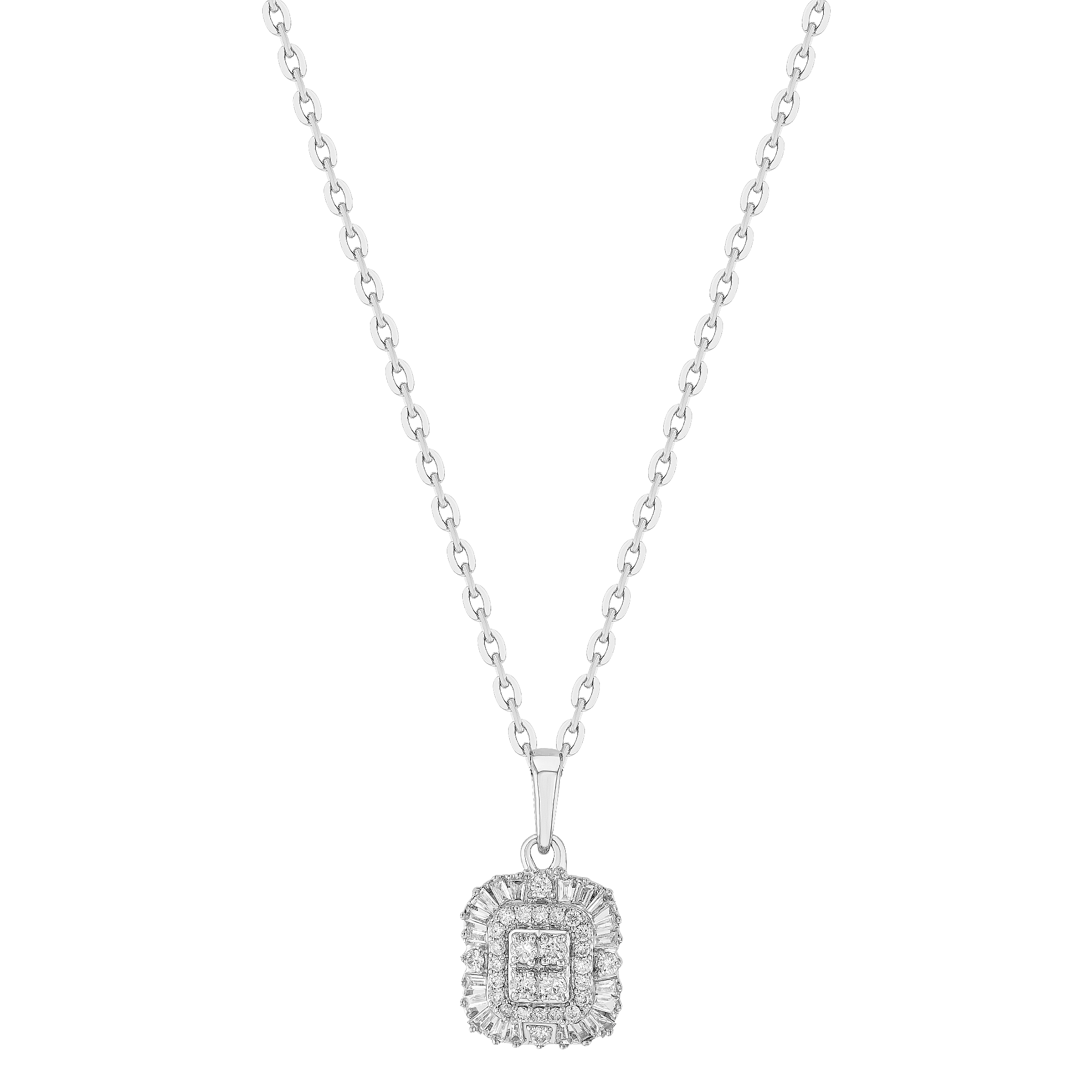 OneSixEight Emerald Diamond Pendant Chain 18K White Gold
