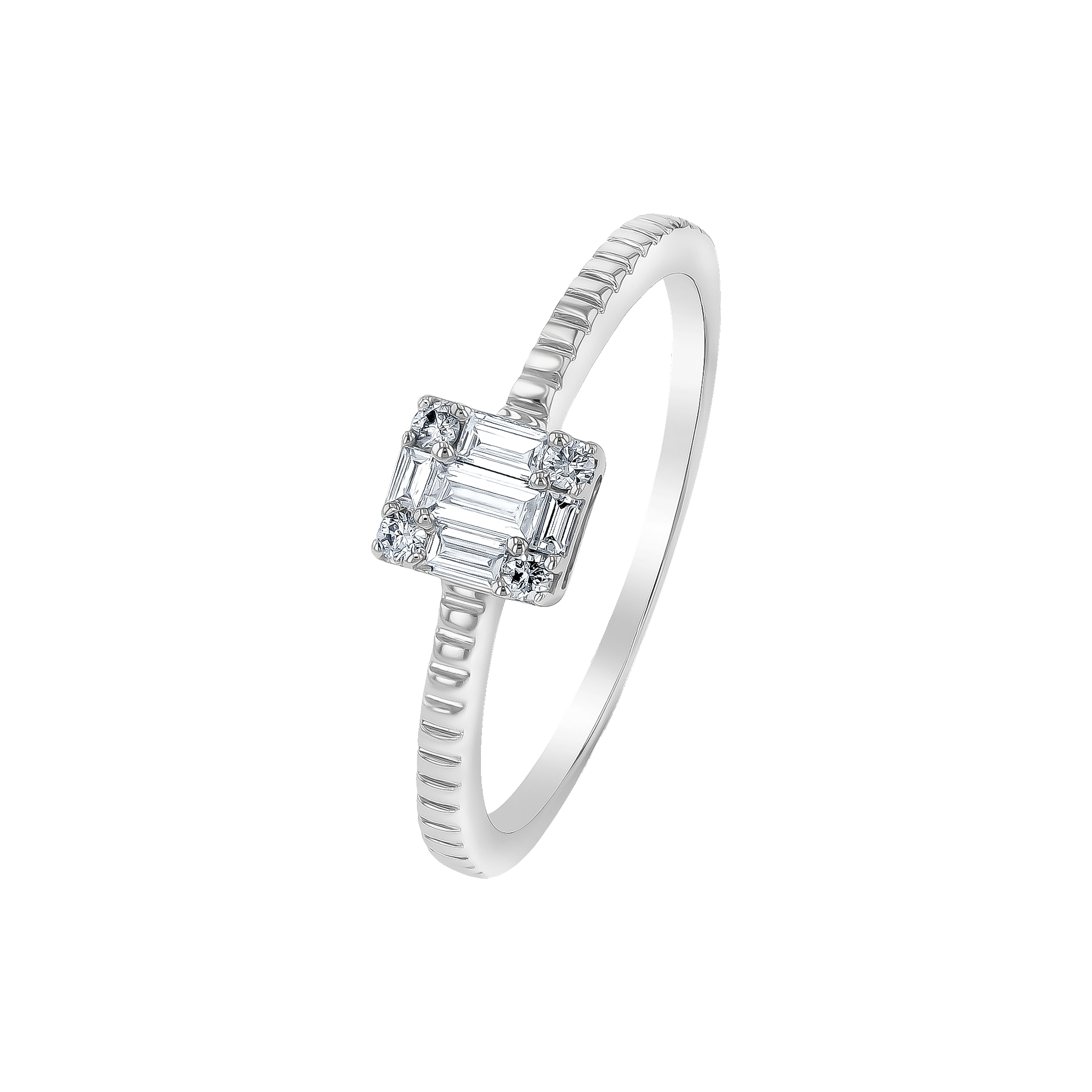 OneSixEight Emerald Shaped Diamond Ring Eternity Band 18K White Gold