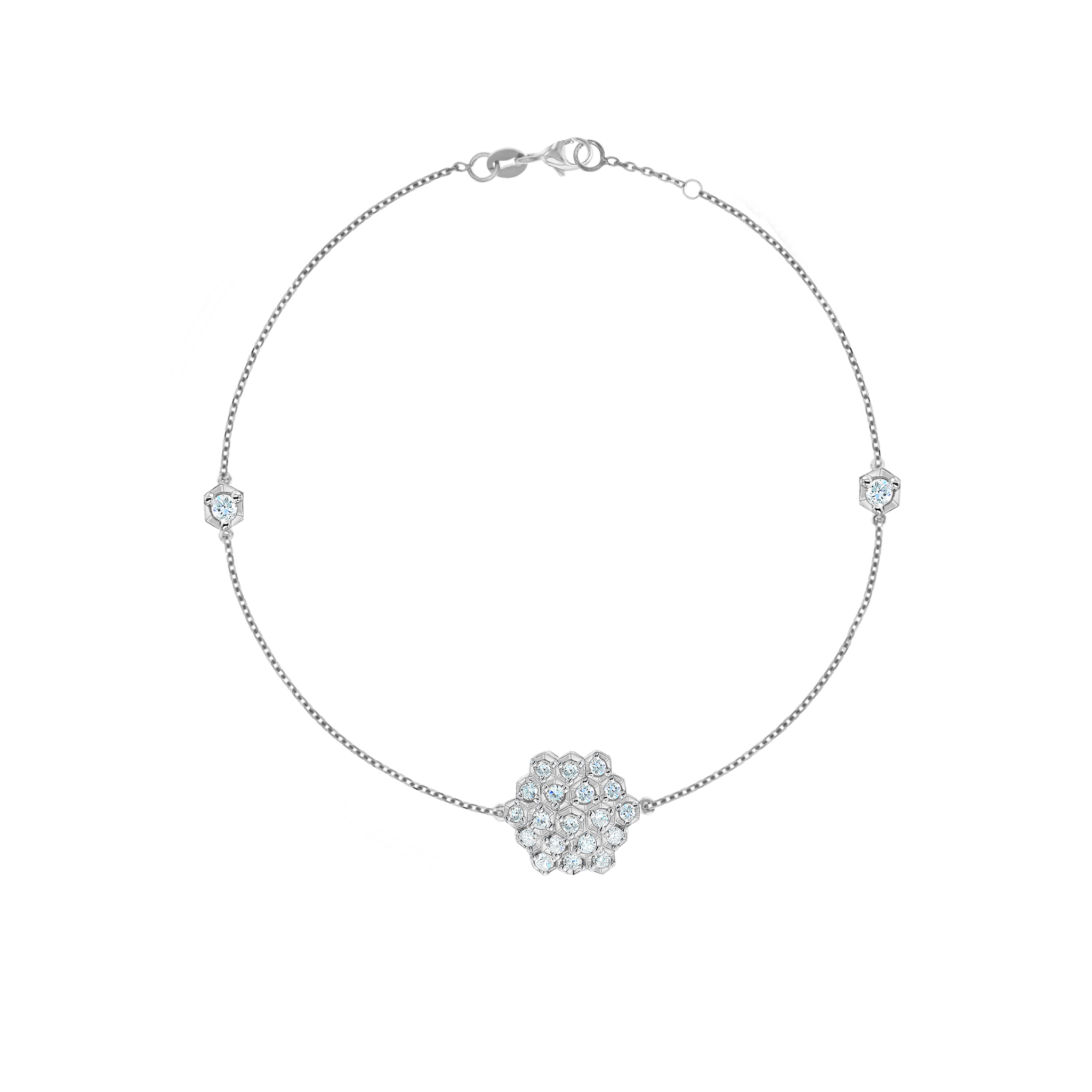 Pyramid Single Motif Bracelet 18K White Gold 