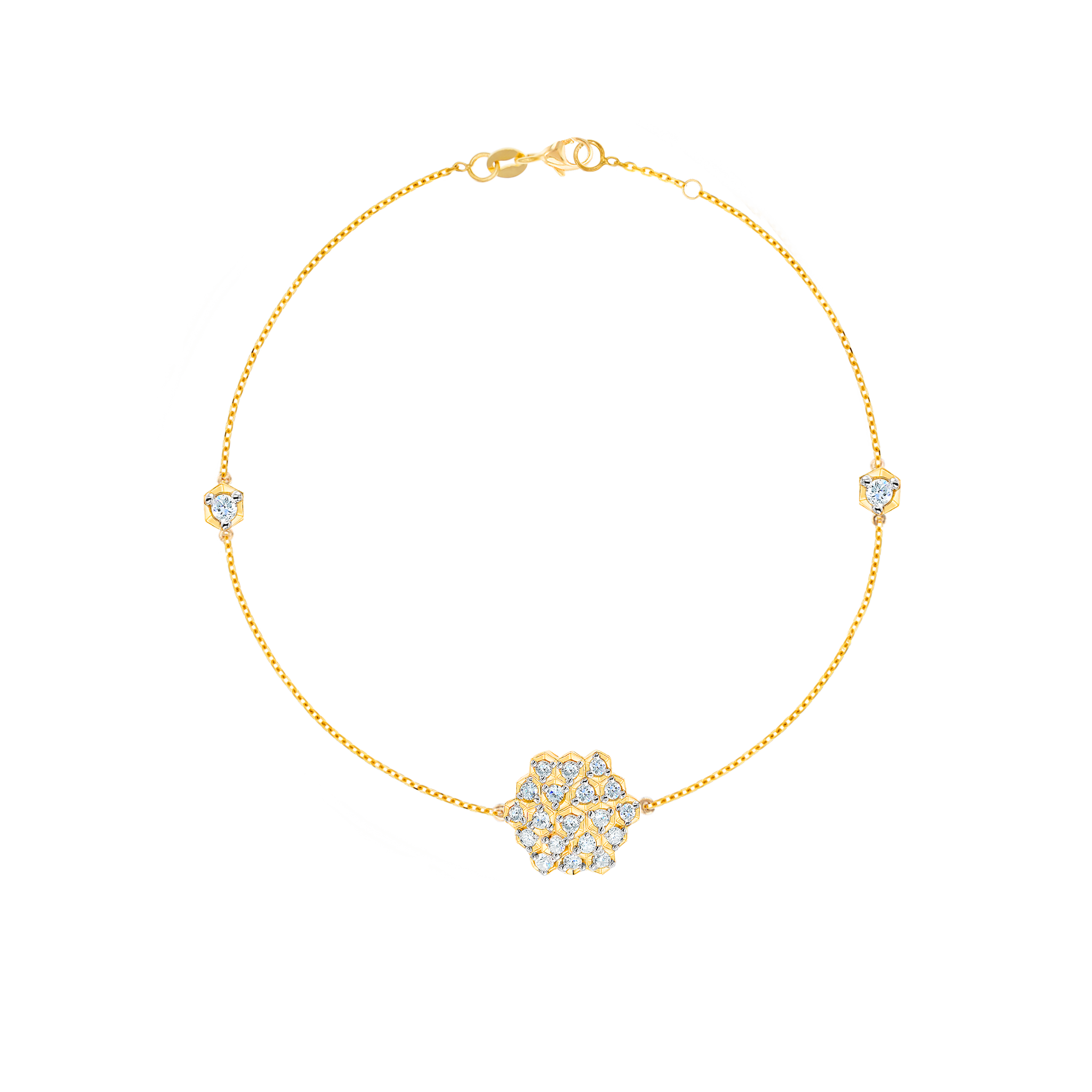 Pyramid Single Motif Bracelet 18K Yellow Gold 