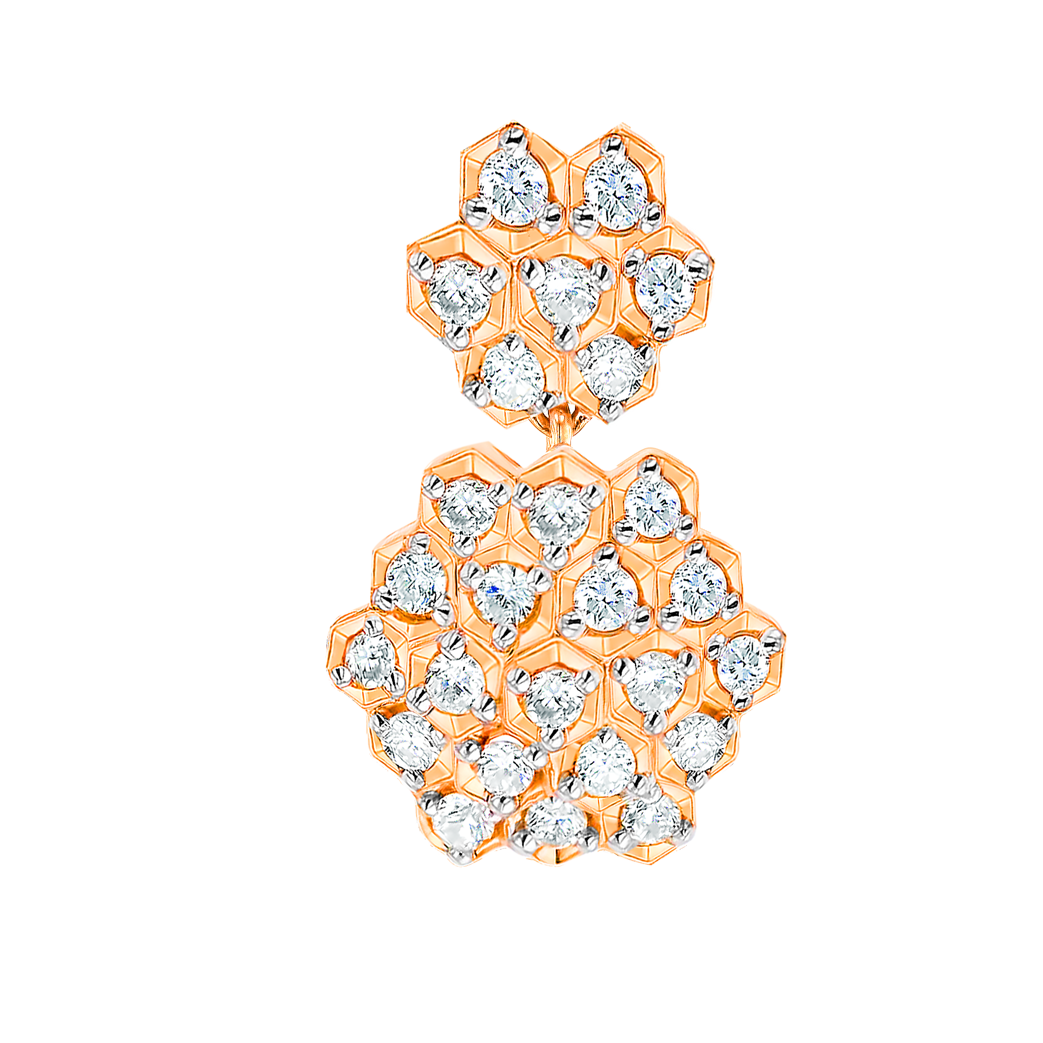 Pyramid Dual Motif Drop Earrings 18K Rose Gold