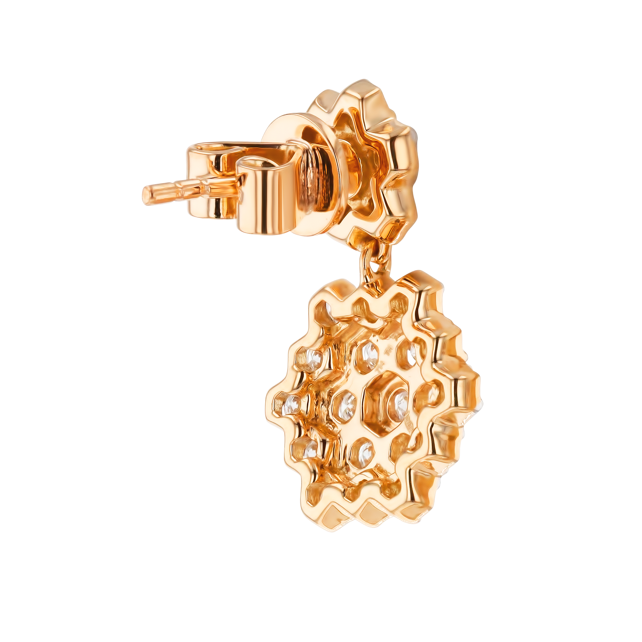 Pyramid Dual Motif Drop Earrings 18K Rose Gold